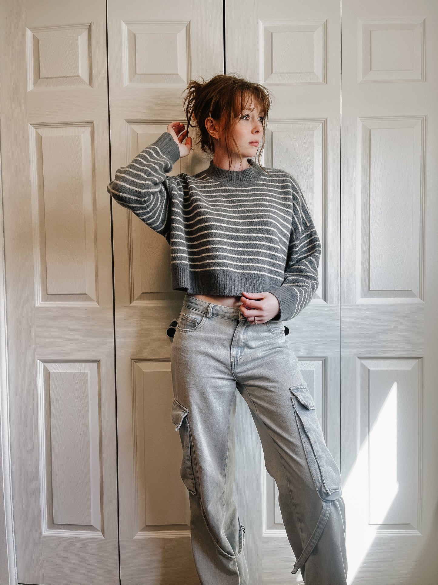Blue and Cream Striped Sweater