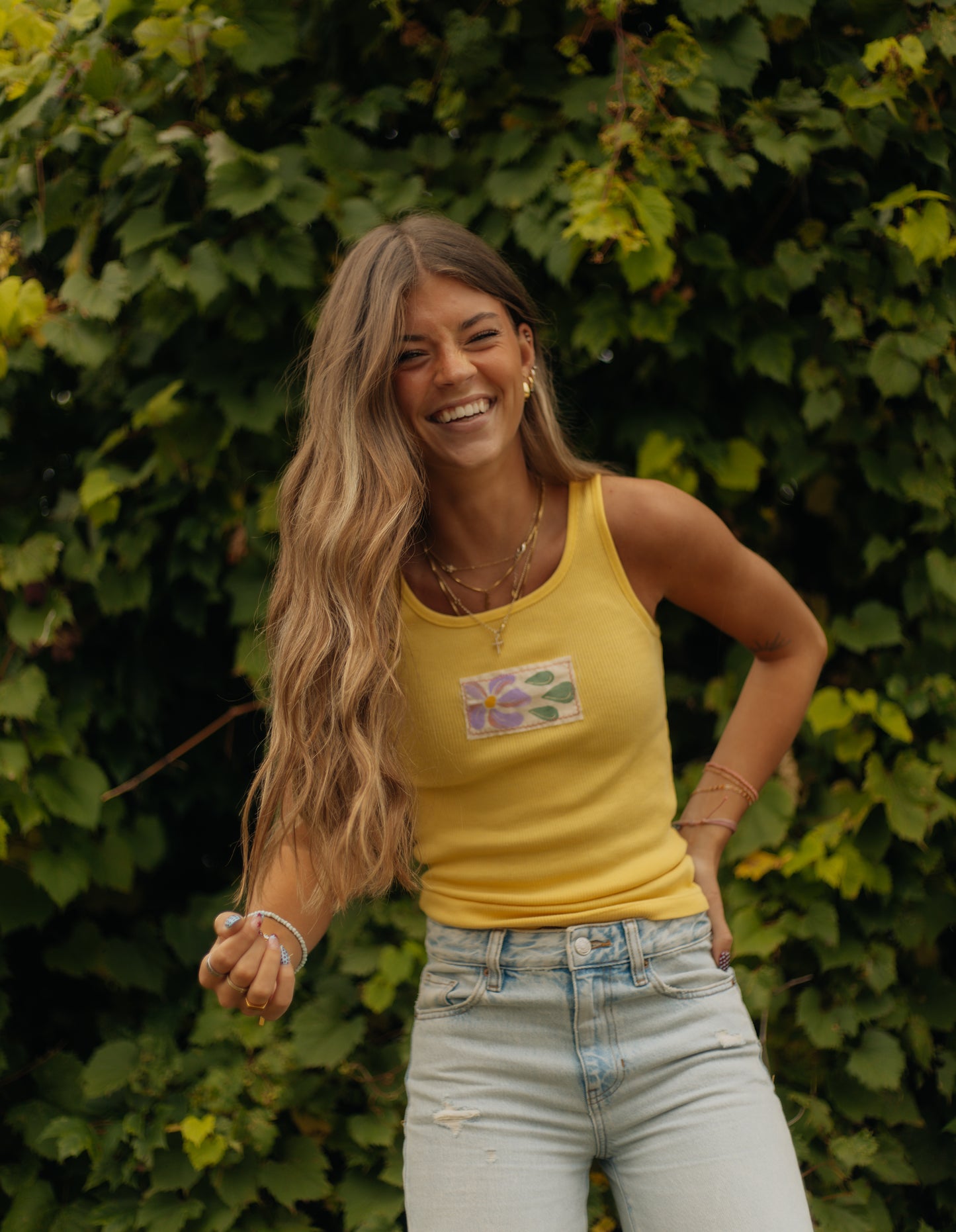 Yellow flower tank
