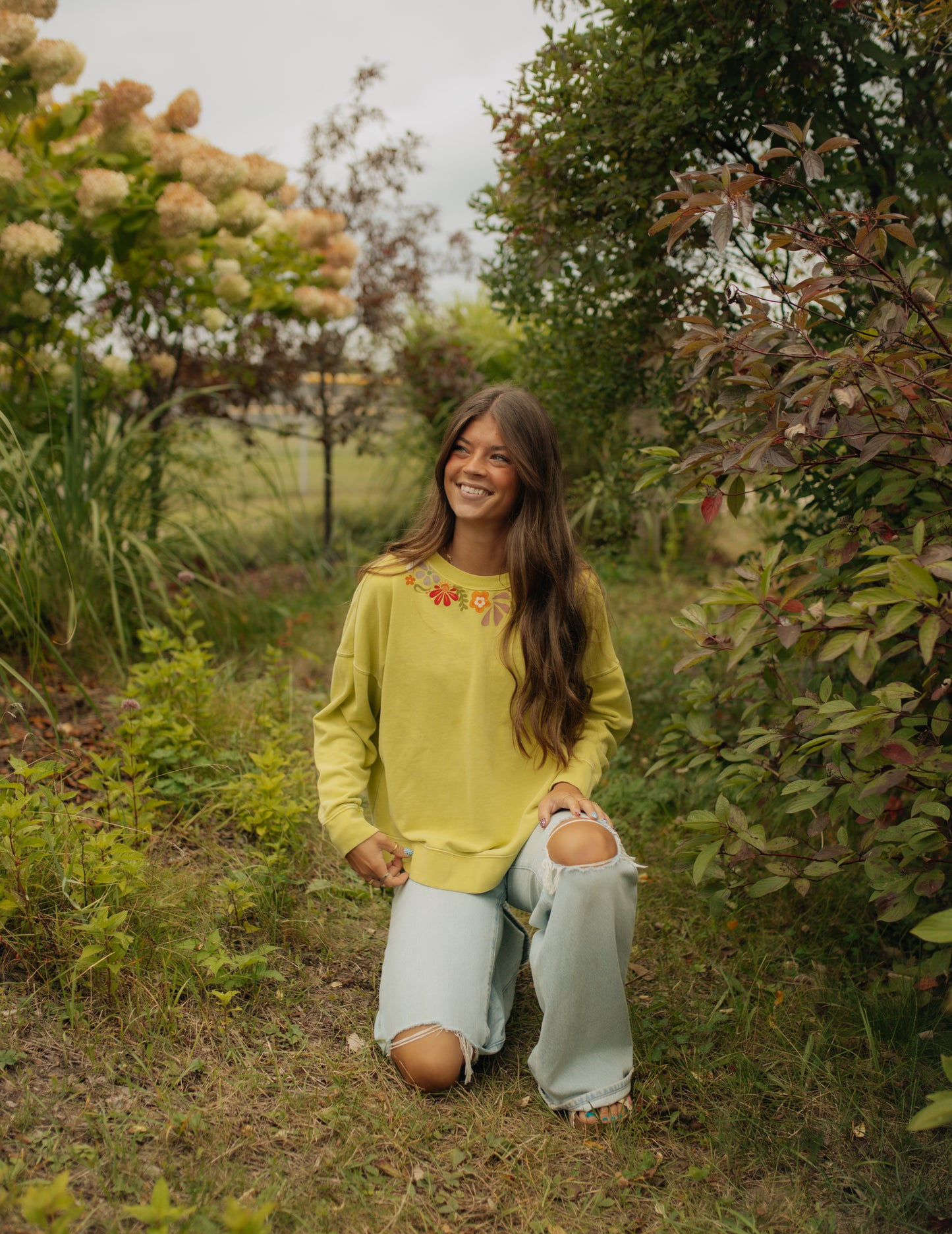 Flower green crewneck