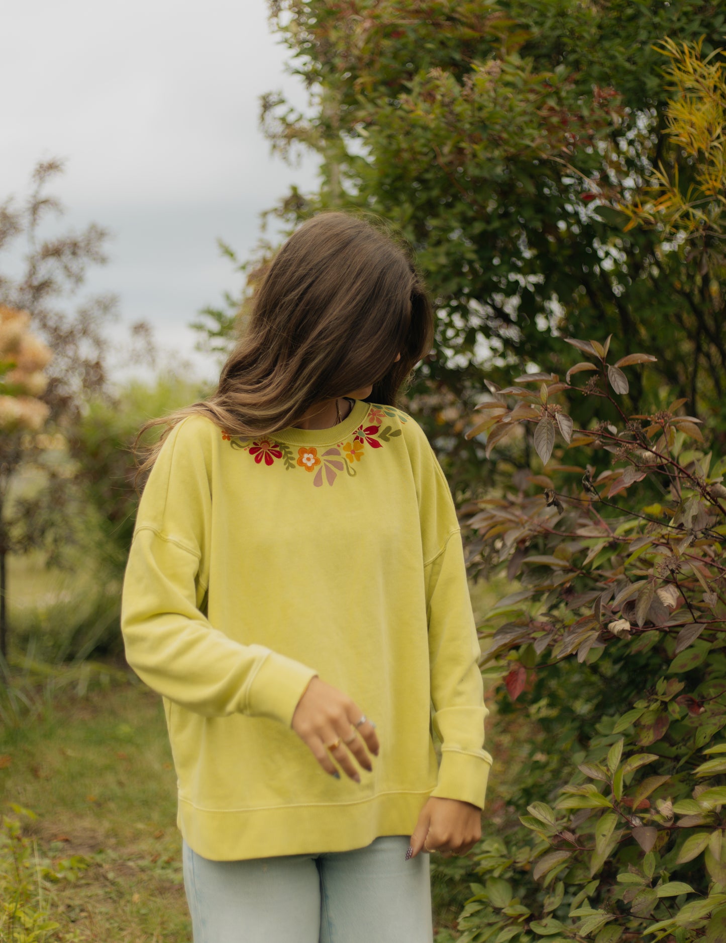 Flower green crewneck