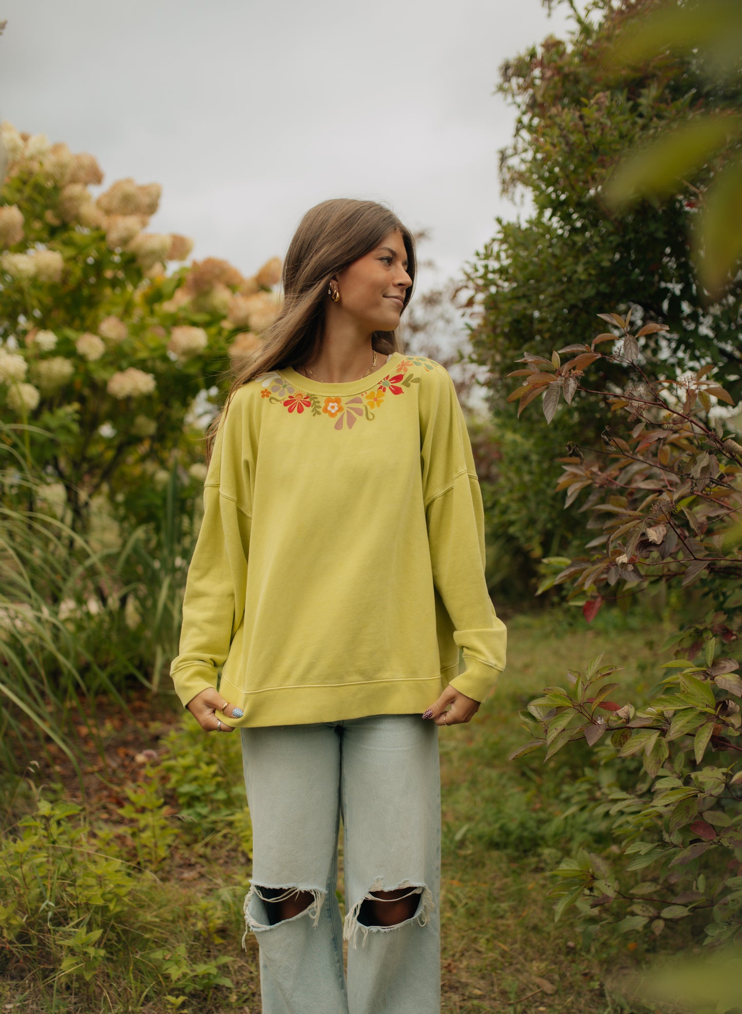 Flower green crewneck