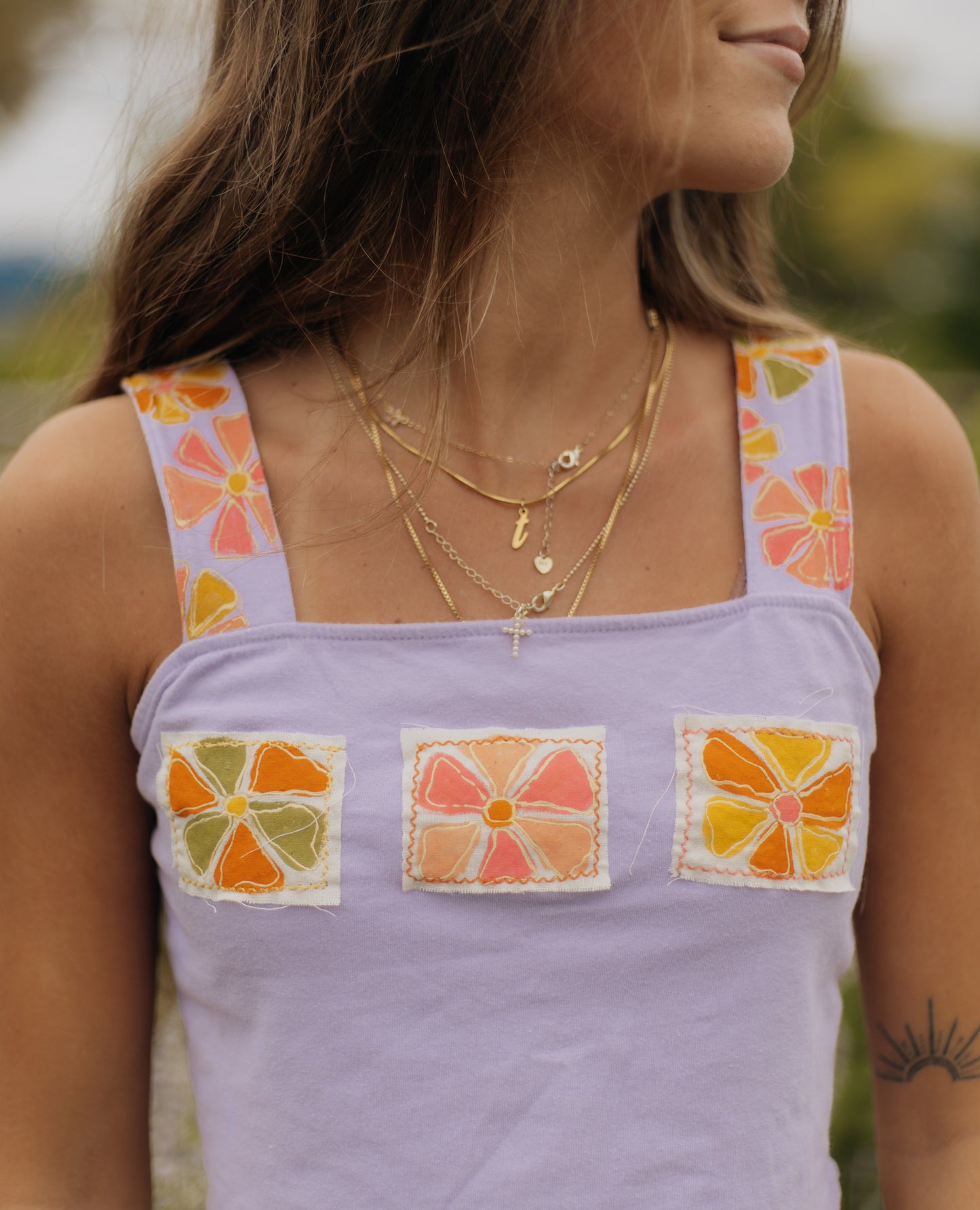 Purple flower tank