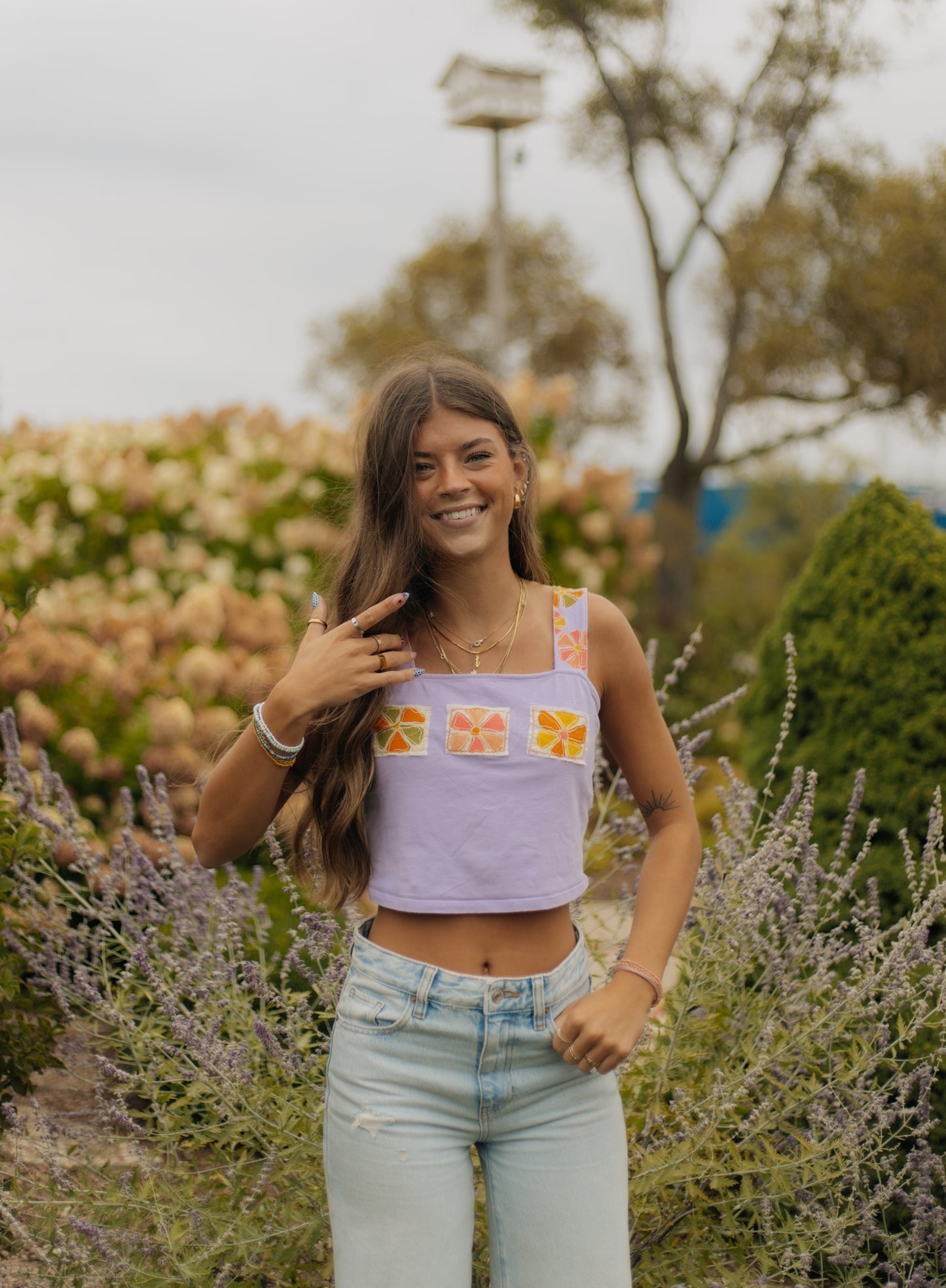 Purple flower tank