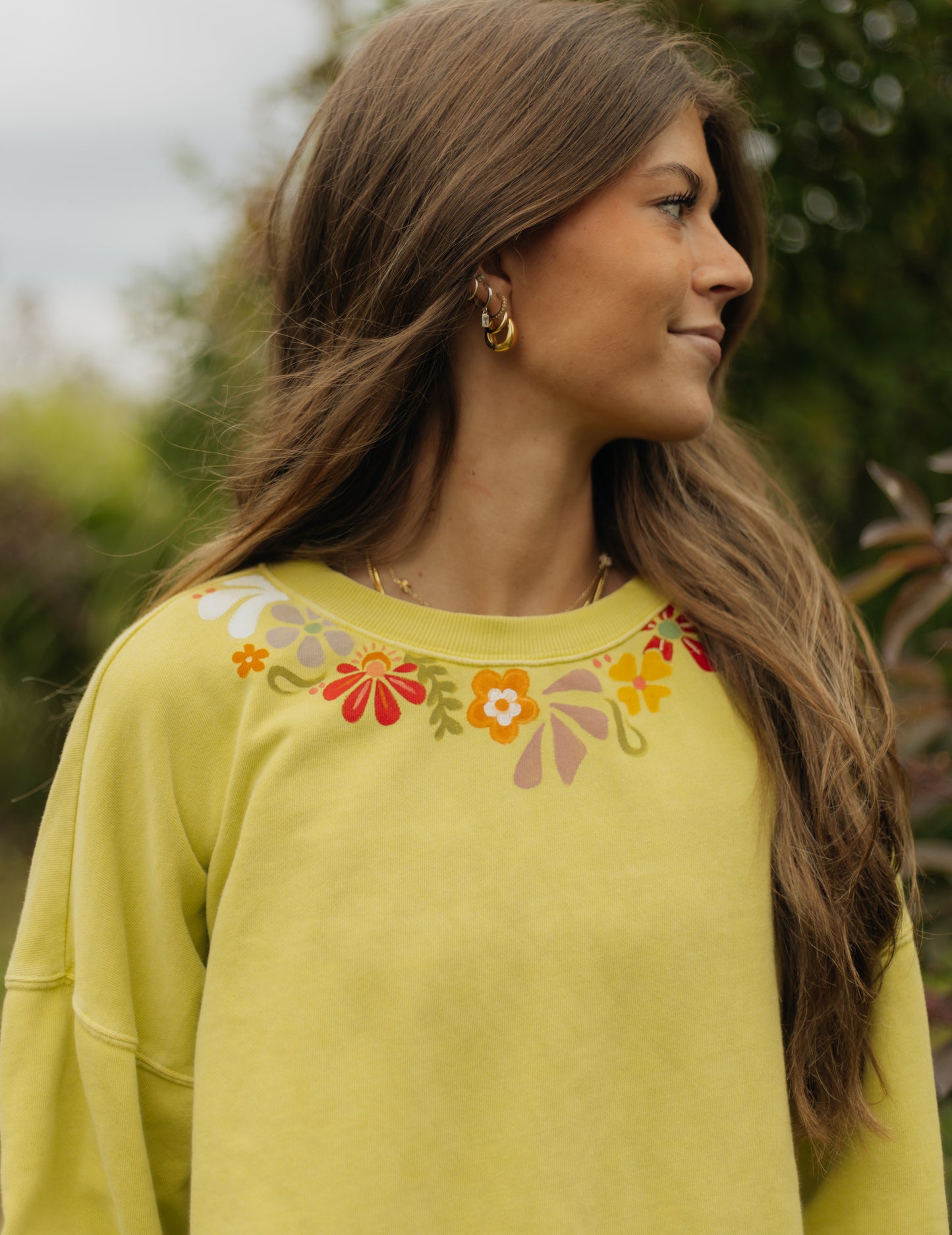 Flower green crewneck