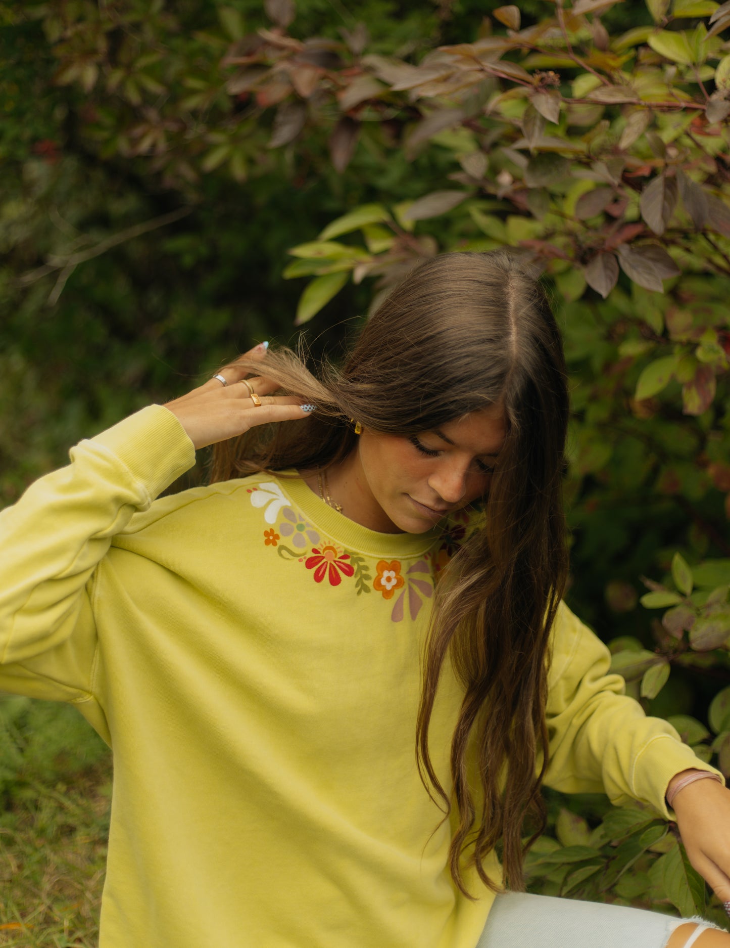 Flower green crewneck