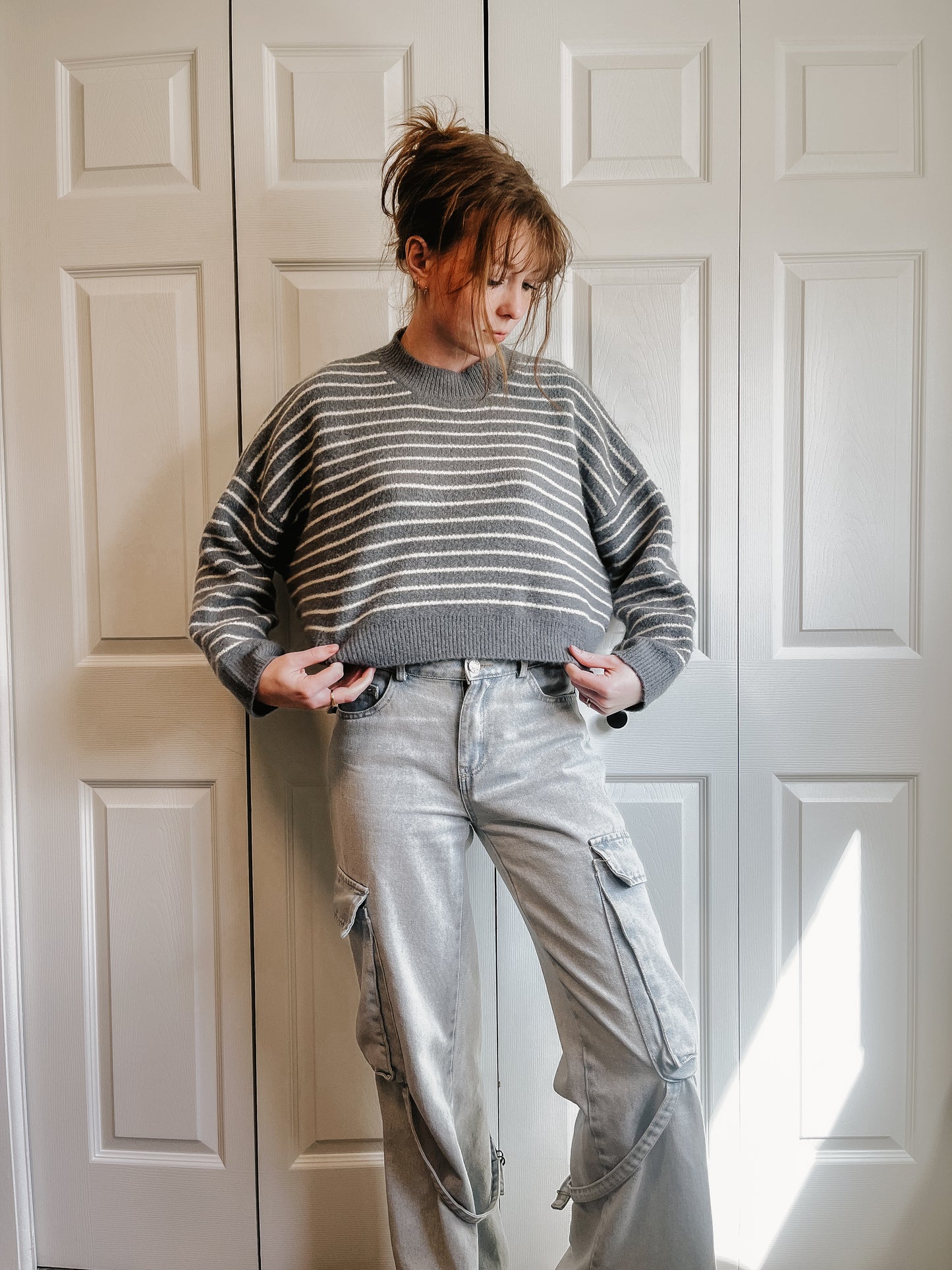 Blue and Cream Striped Sweater