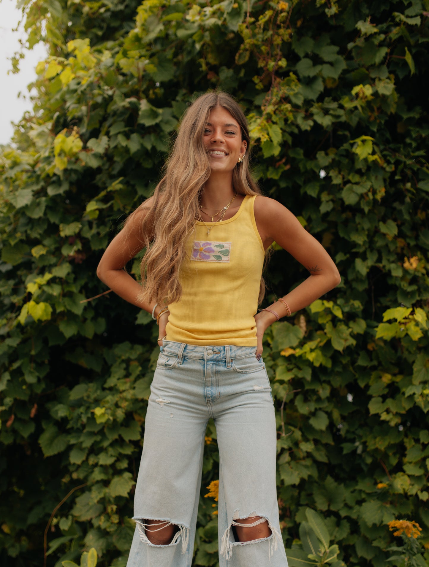 Yellow flower tank