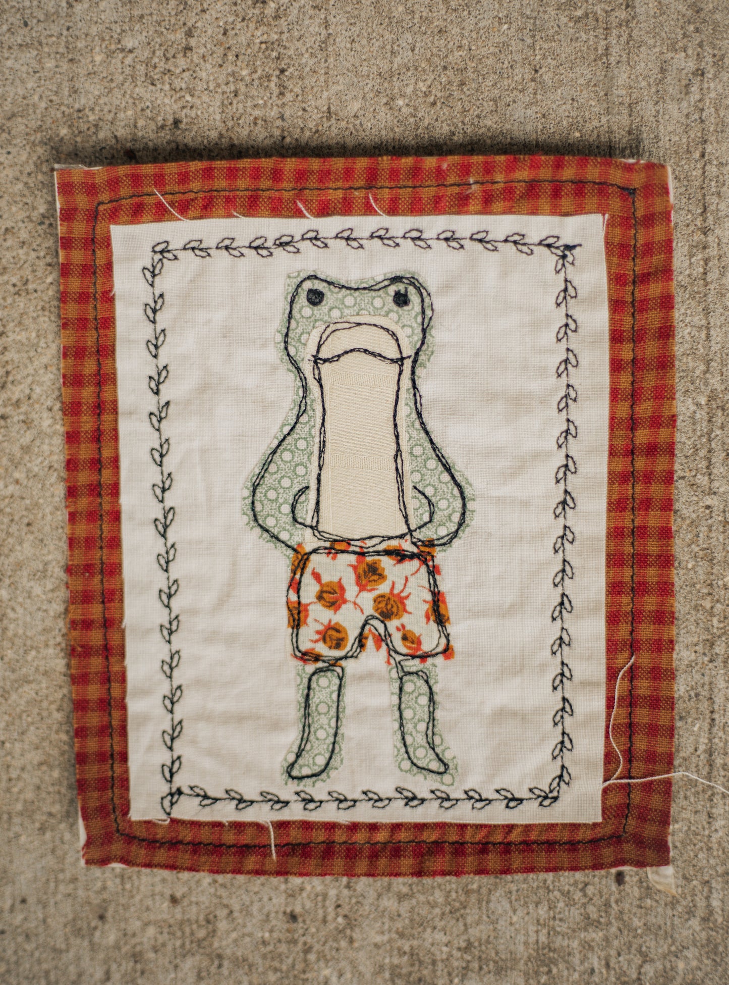 Frog in floral boxers patch