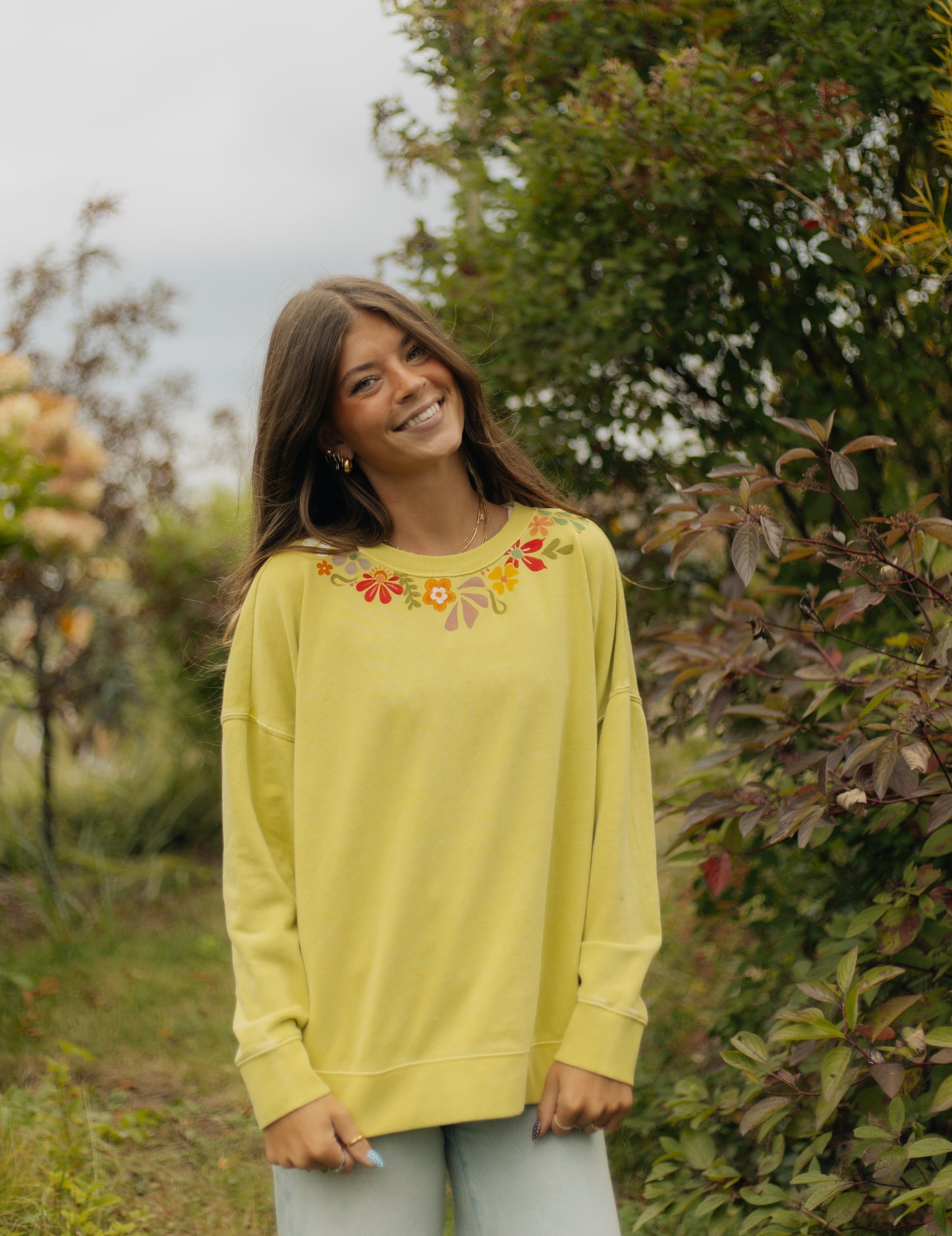 Flower green crewneck
