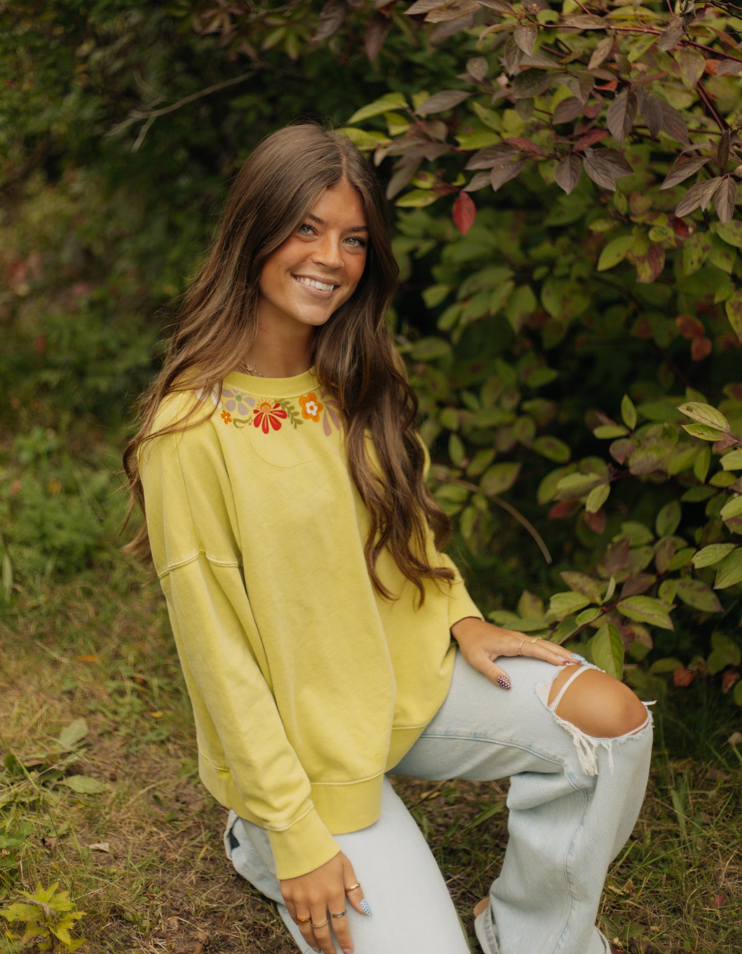 Flower green crewneck