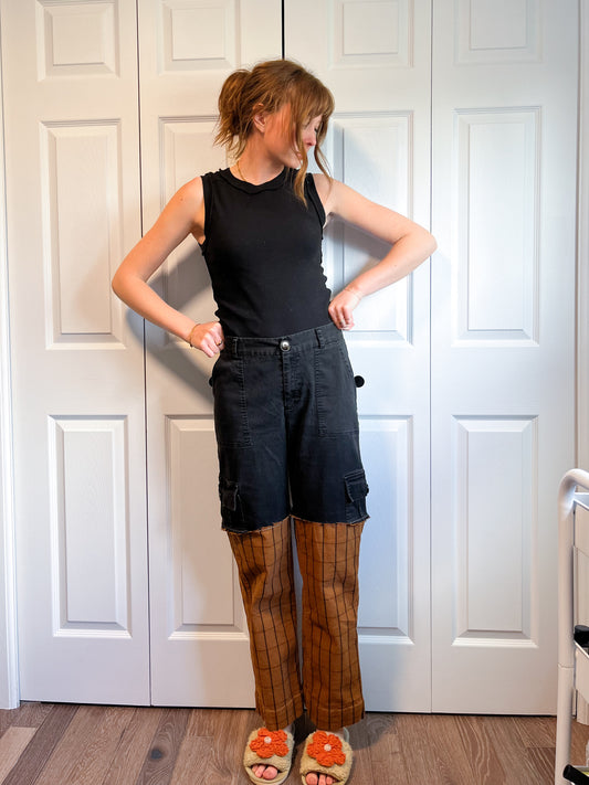 Reworked plaid & black pants