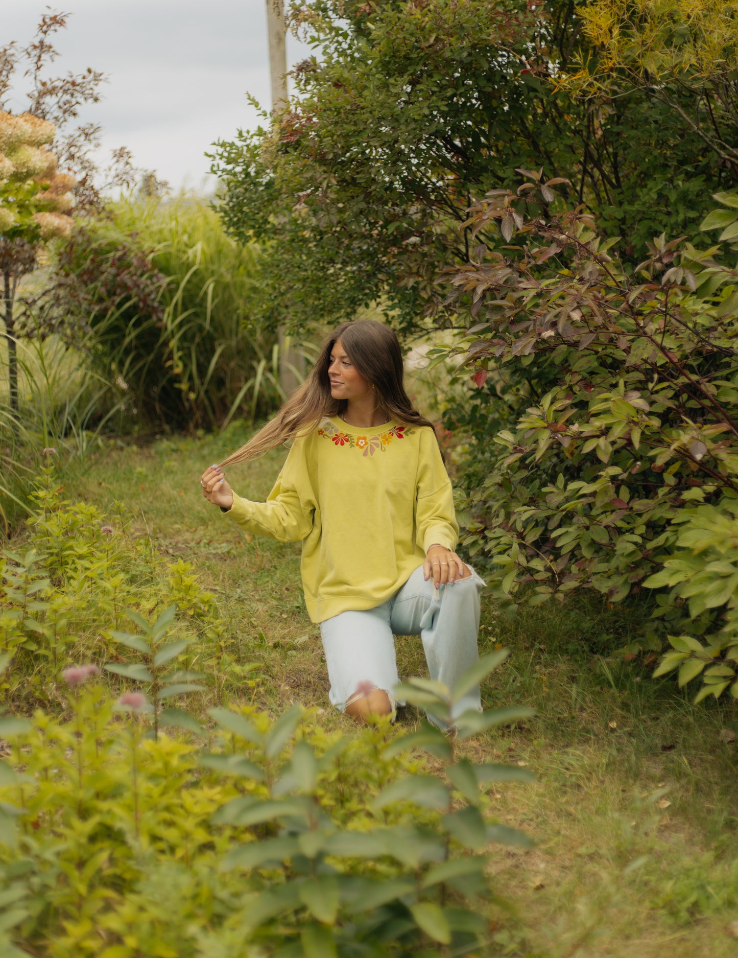 Flower green crewneck