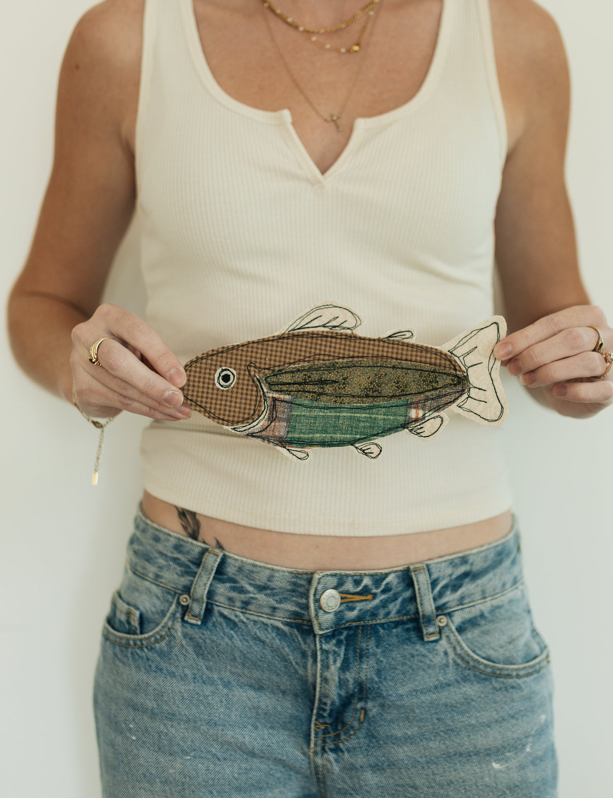 Brown Plaid Fish Patch