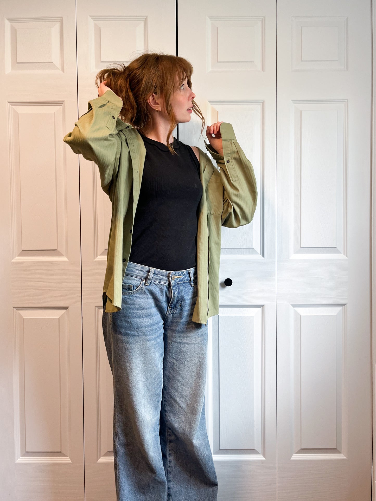Green Button Up