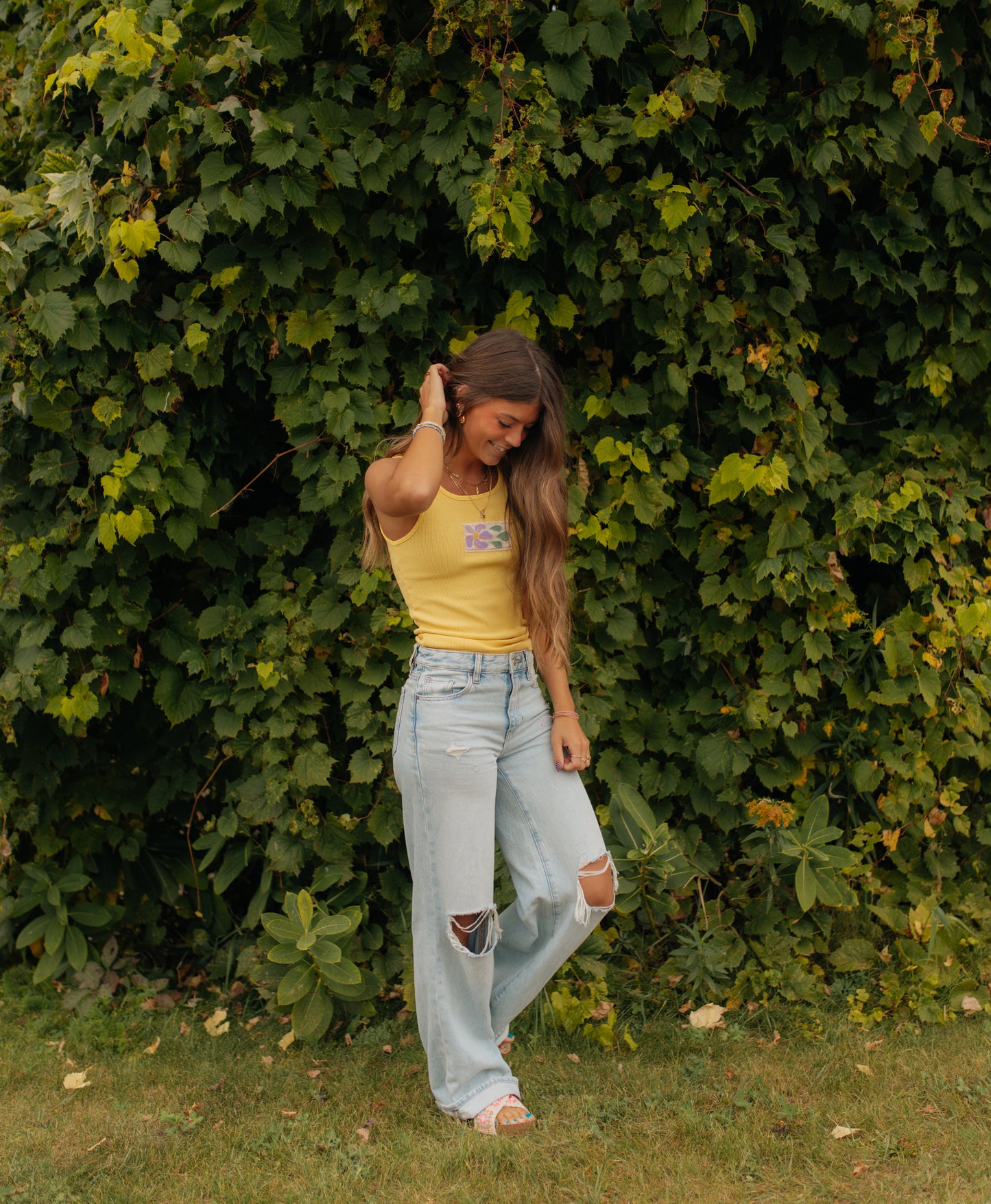 Yellow flower tank