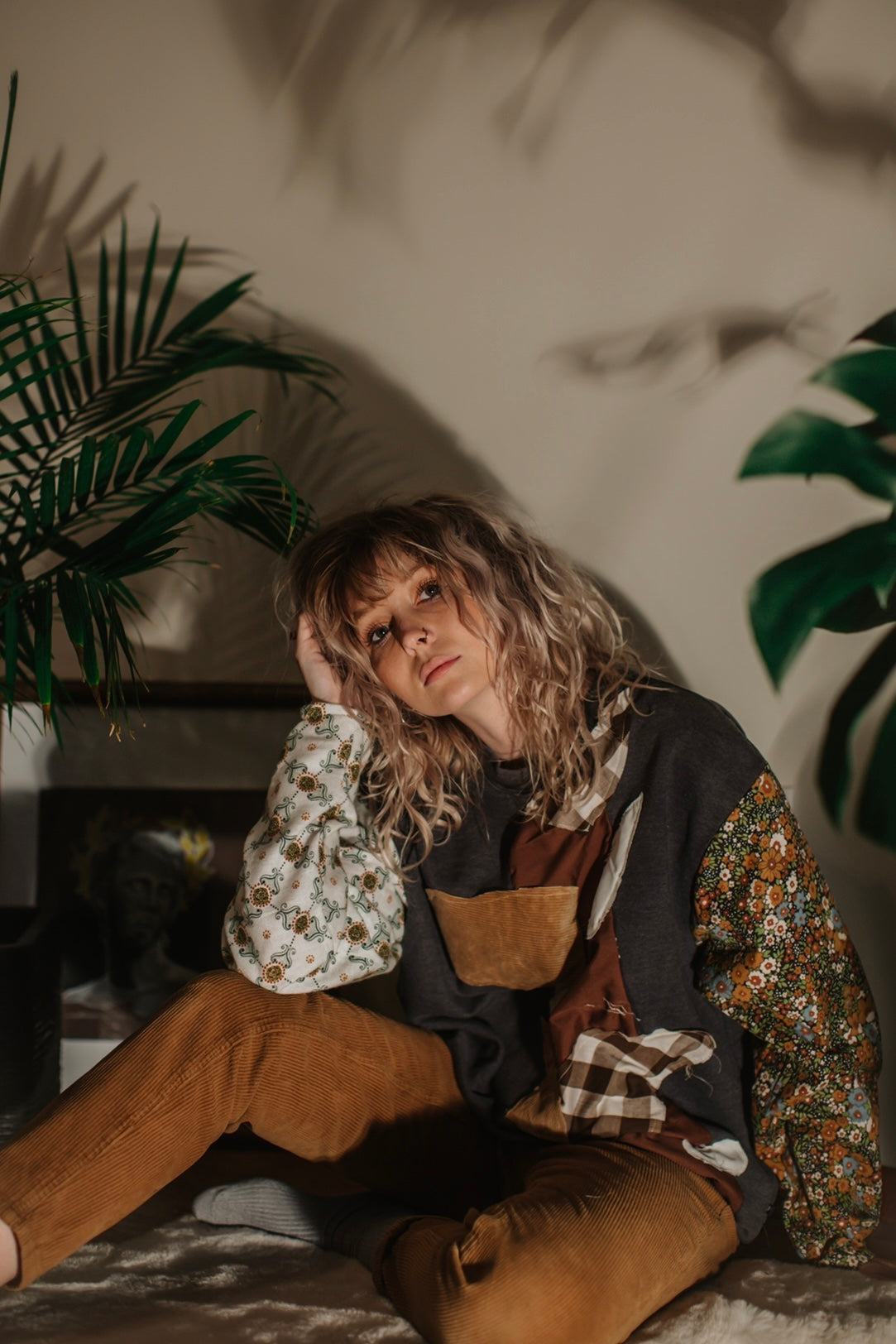 Brown patched crewneck