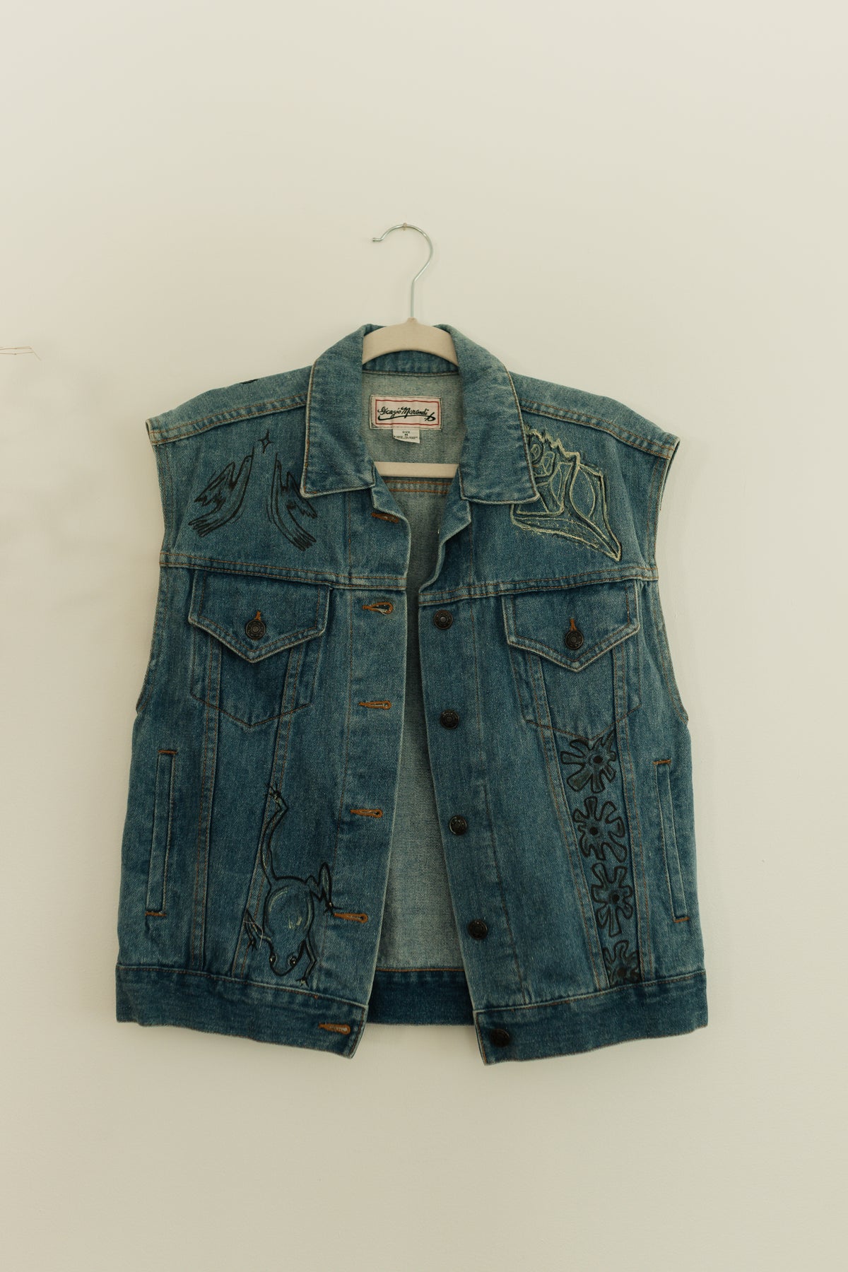 Denim Vest - Earth in outlines