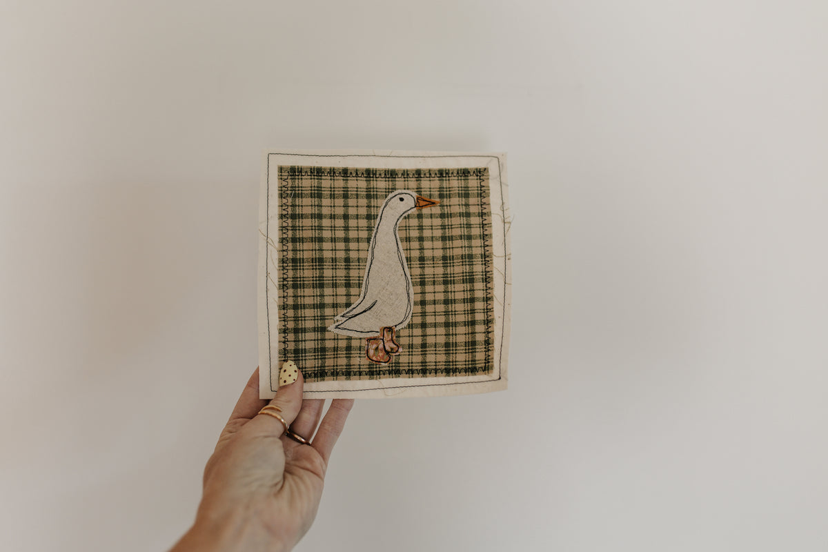 A Goose in Pink Flower Boots Patch