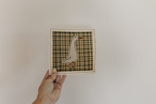 A Goose in Pink Flower Boots Patch