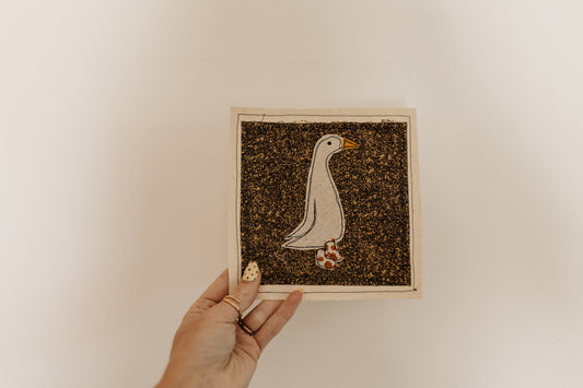 A Goose in Orange Flower Boots Patch