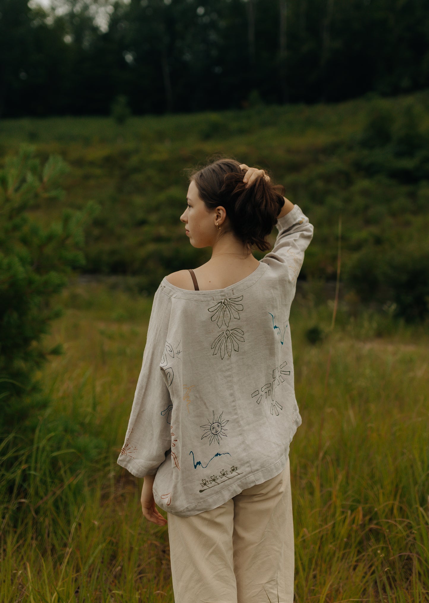 Linen boxy top - Earth in Outlines