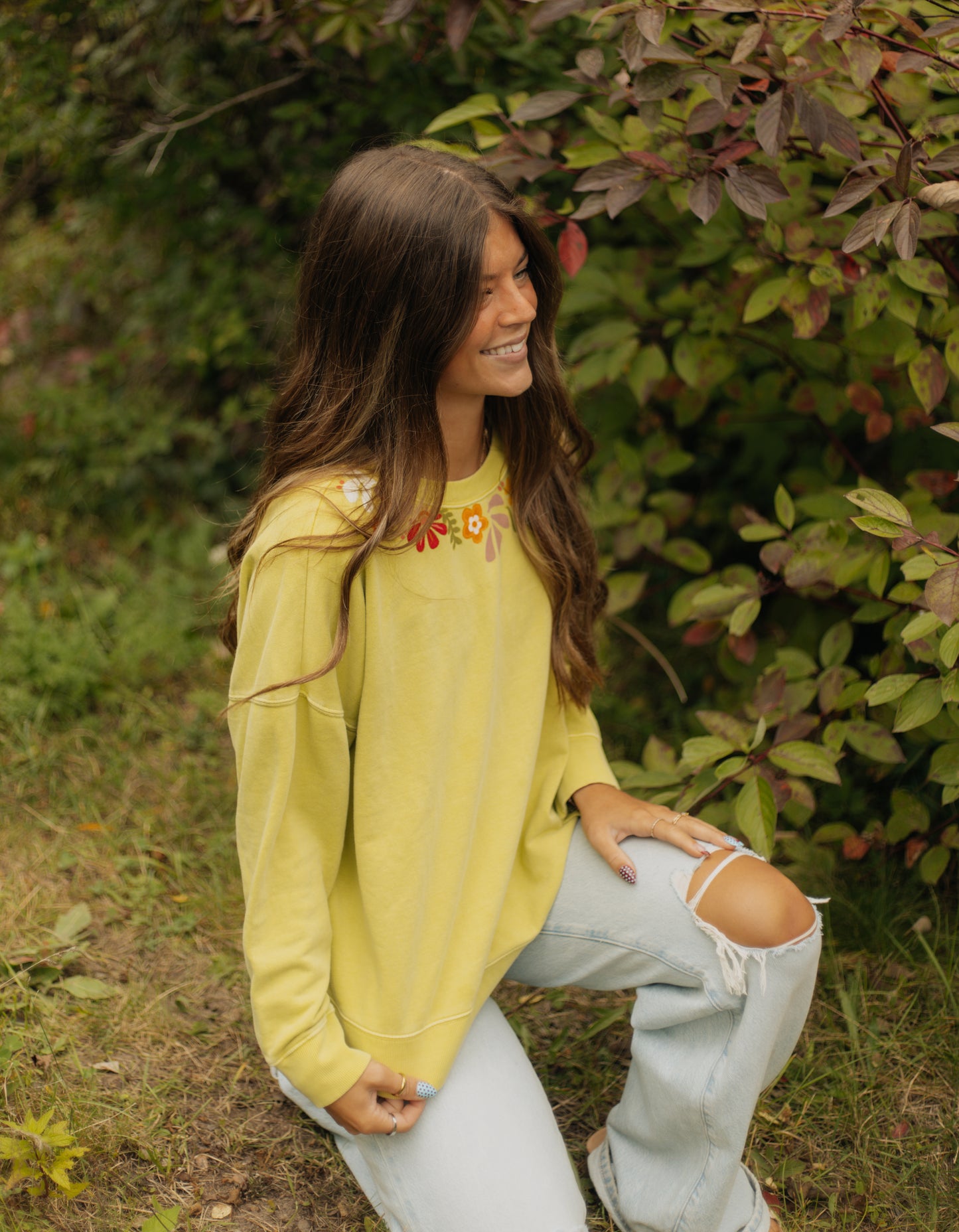 Flower green crewneck