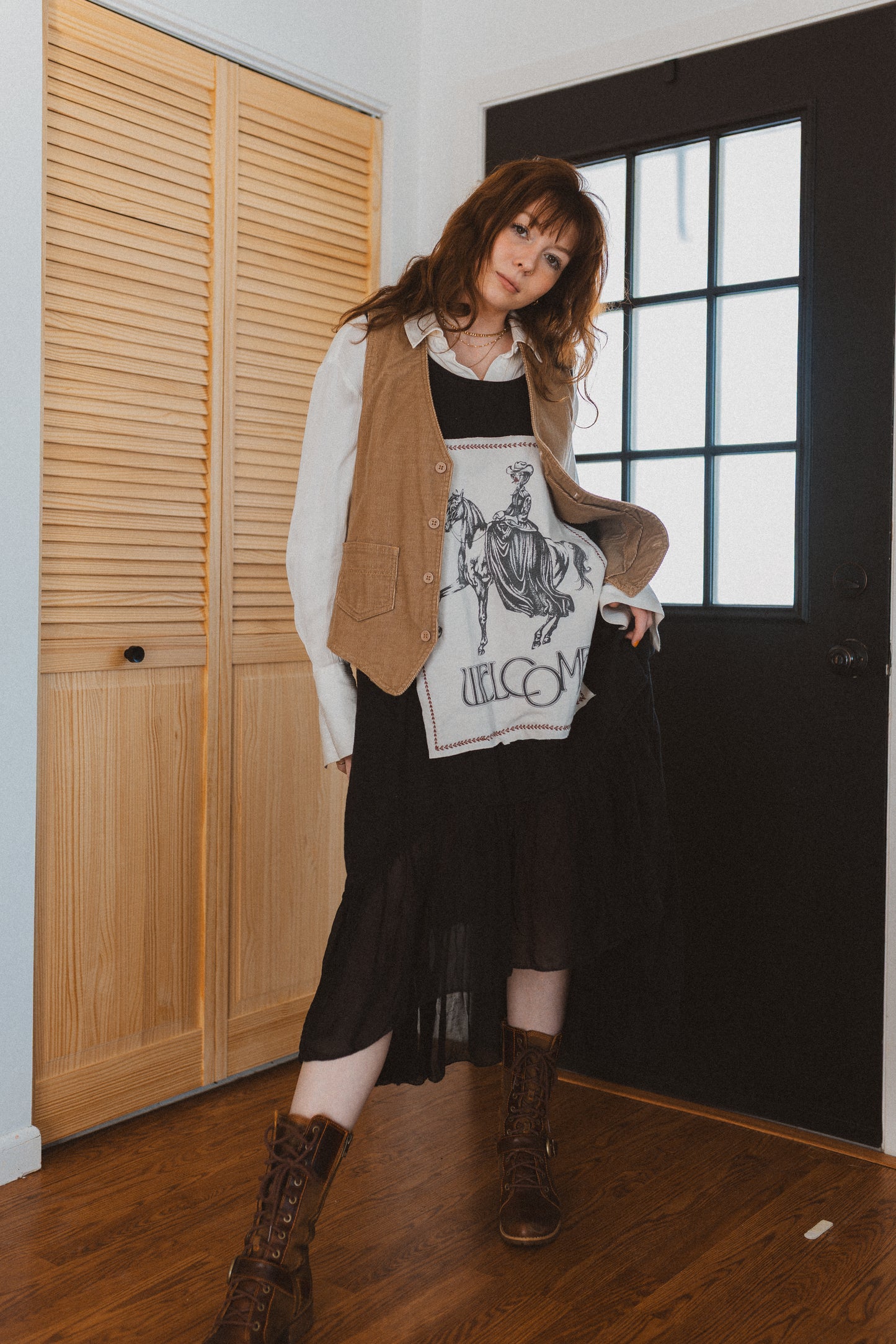 Cowgirl linen black dress