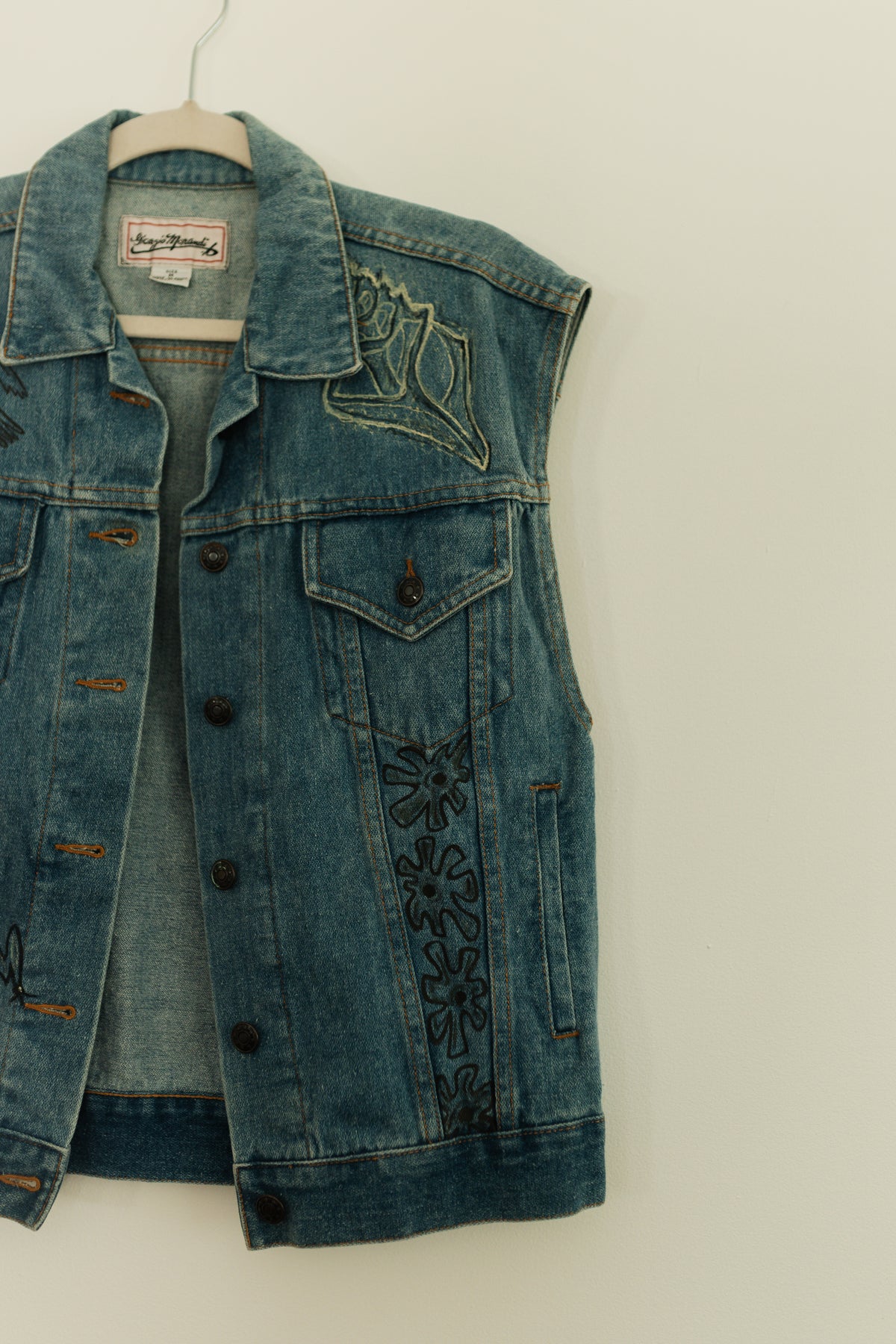 Denim Vest - Earth in outlines