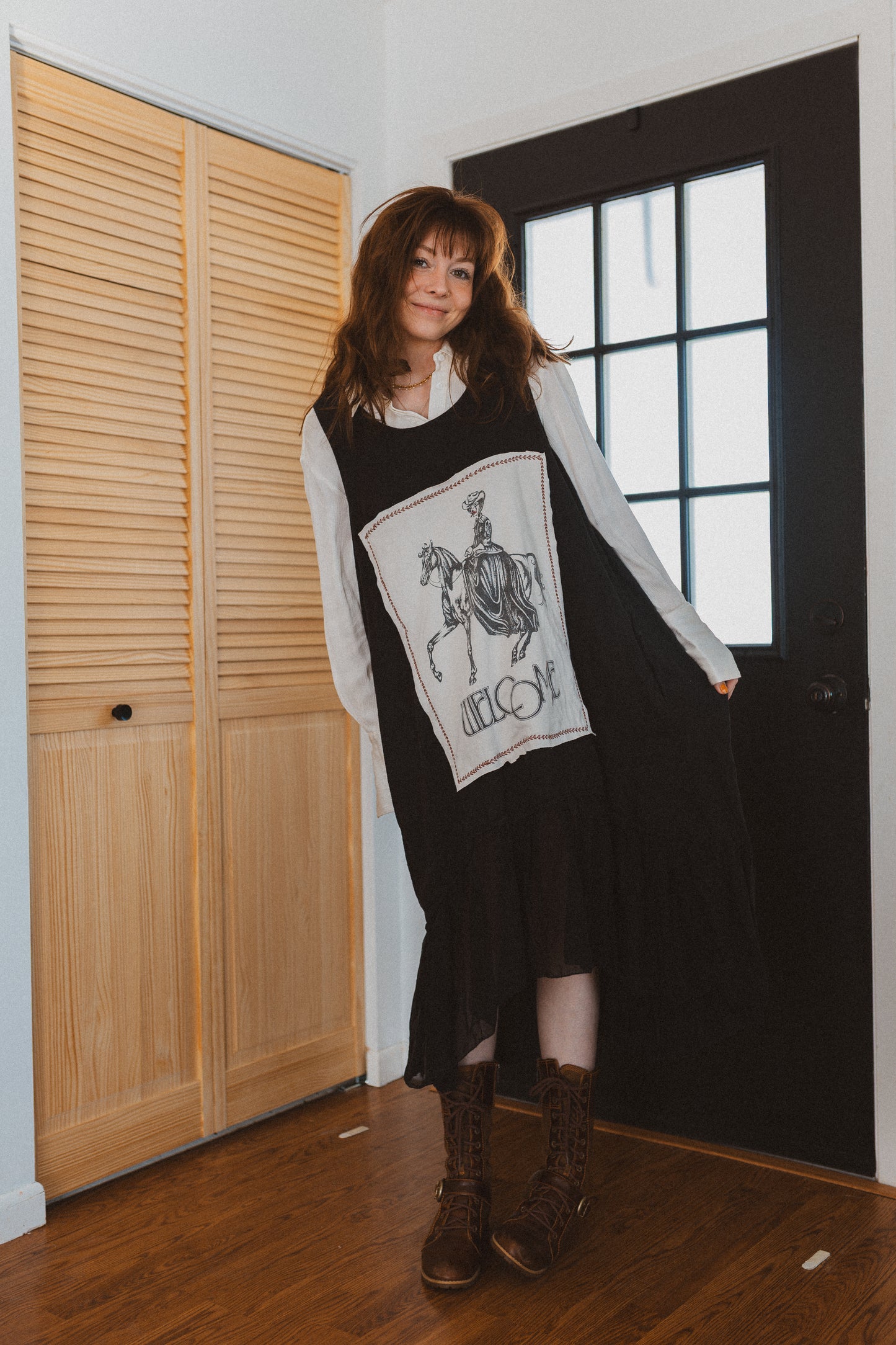 Cowgirl linen black dress