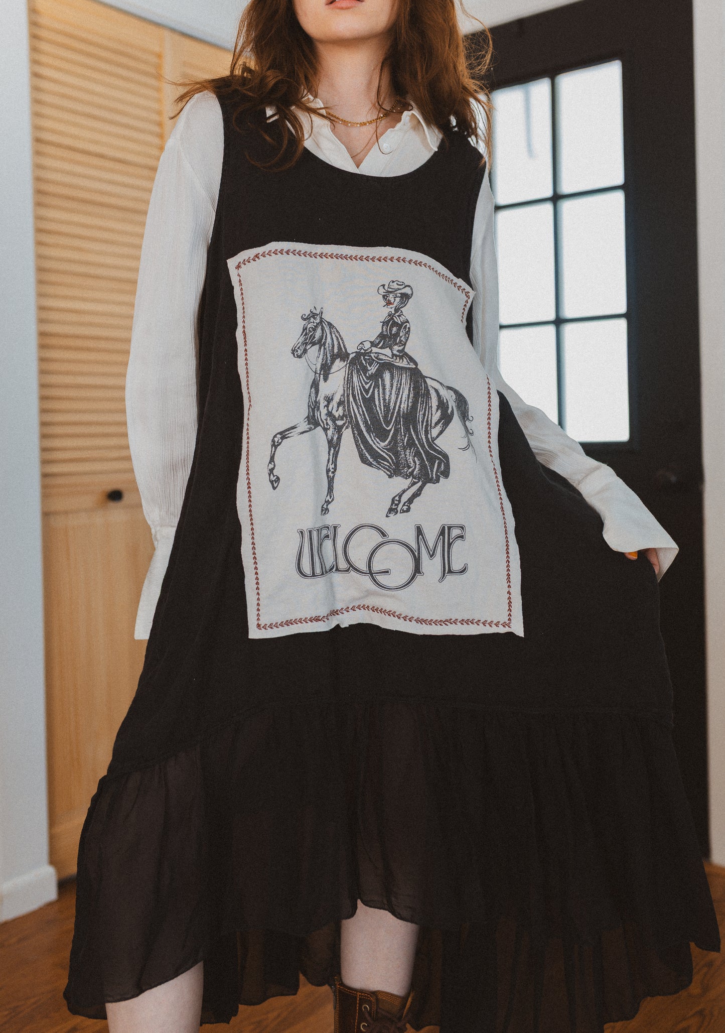 Cowgirl linen black dress