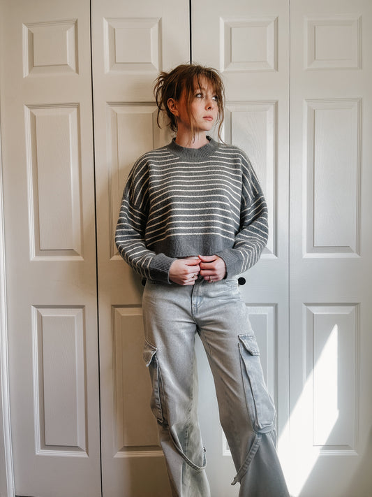 Blue and Cream Striped Sweater