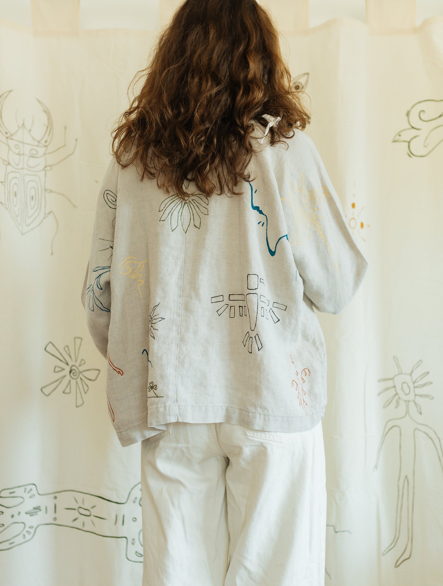 Linen boxy top - Earth in Outlines