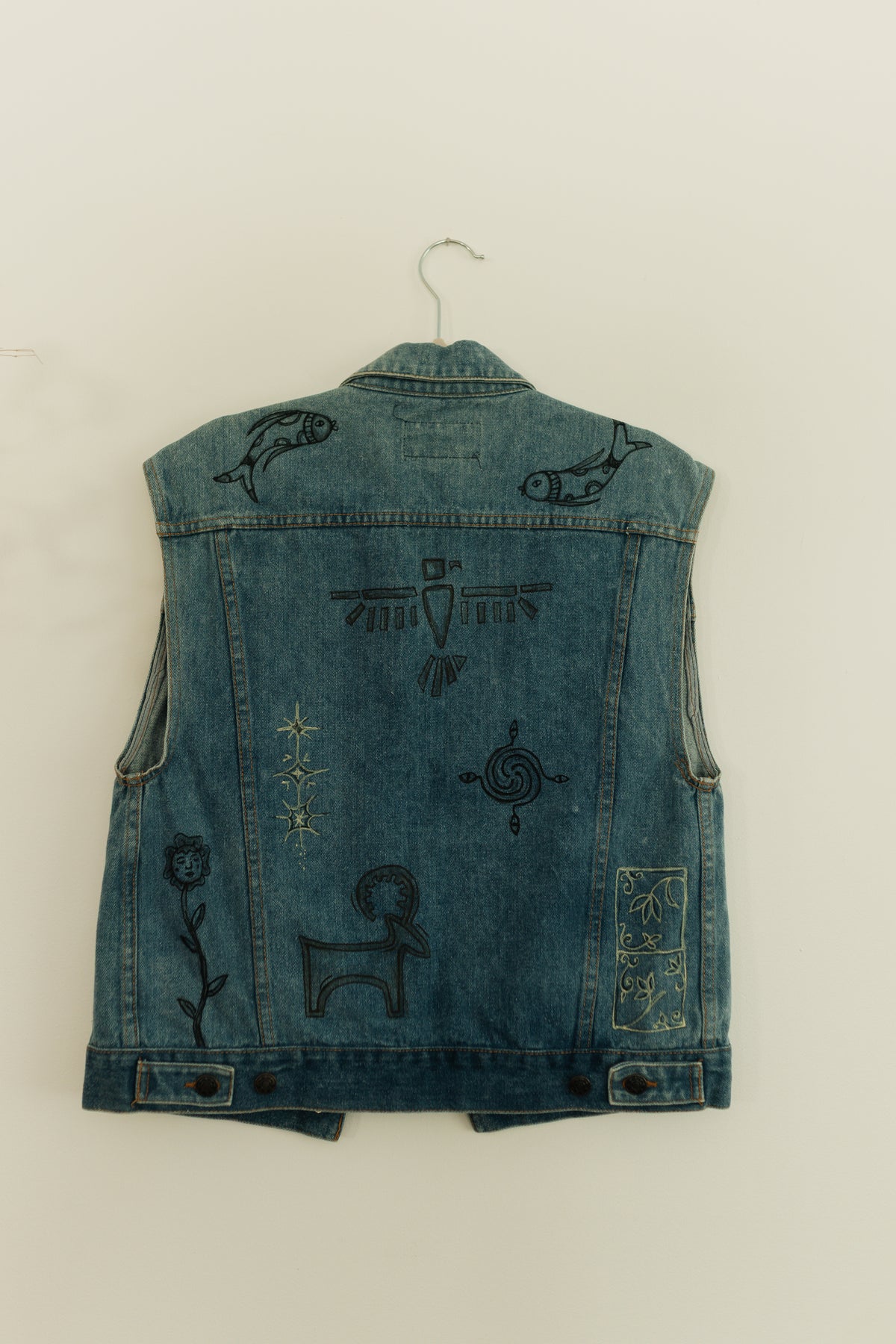 Denim Vest - Earth in outlines