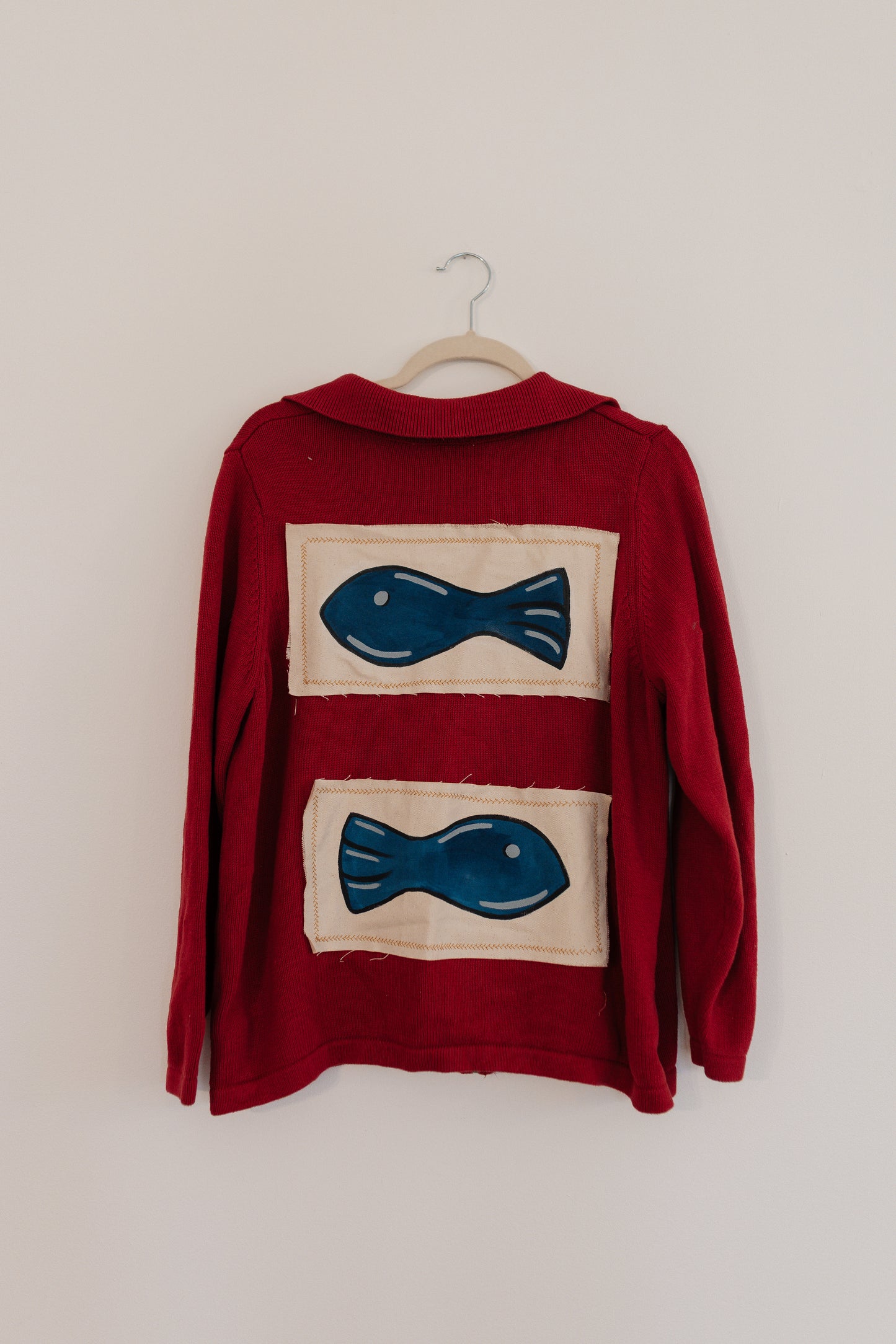 Fish zip up sweater