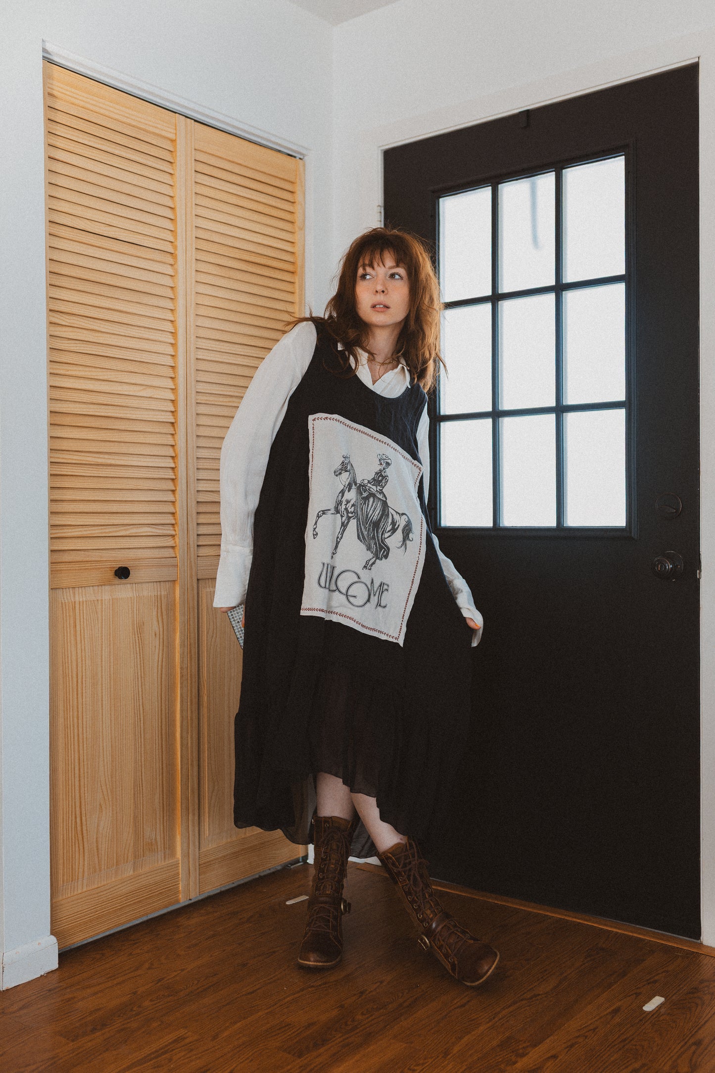 Cowgirl linen black dress