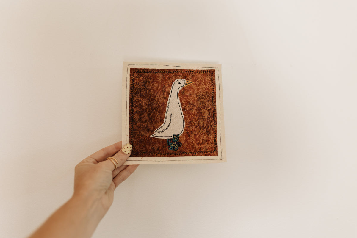 A Goose in Blue Paisley Boots Patch