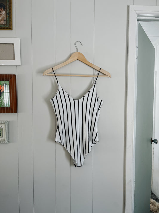 Black and White Striped Bodysuit