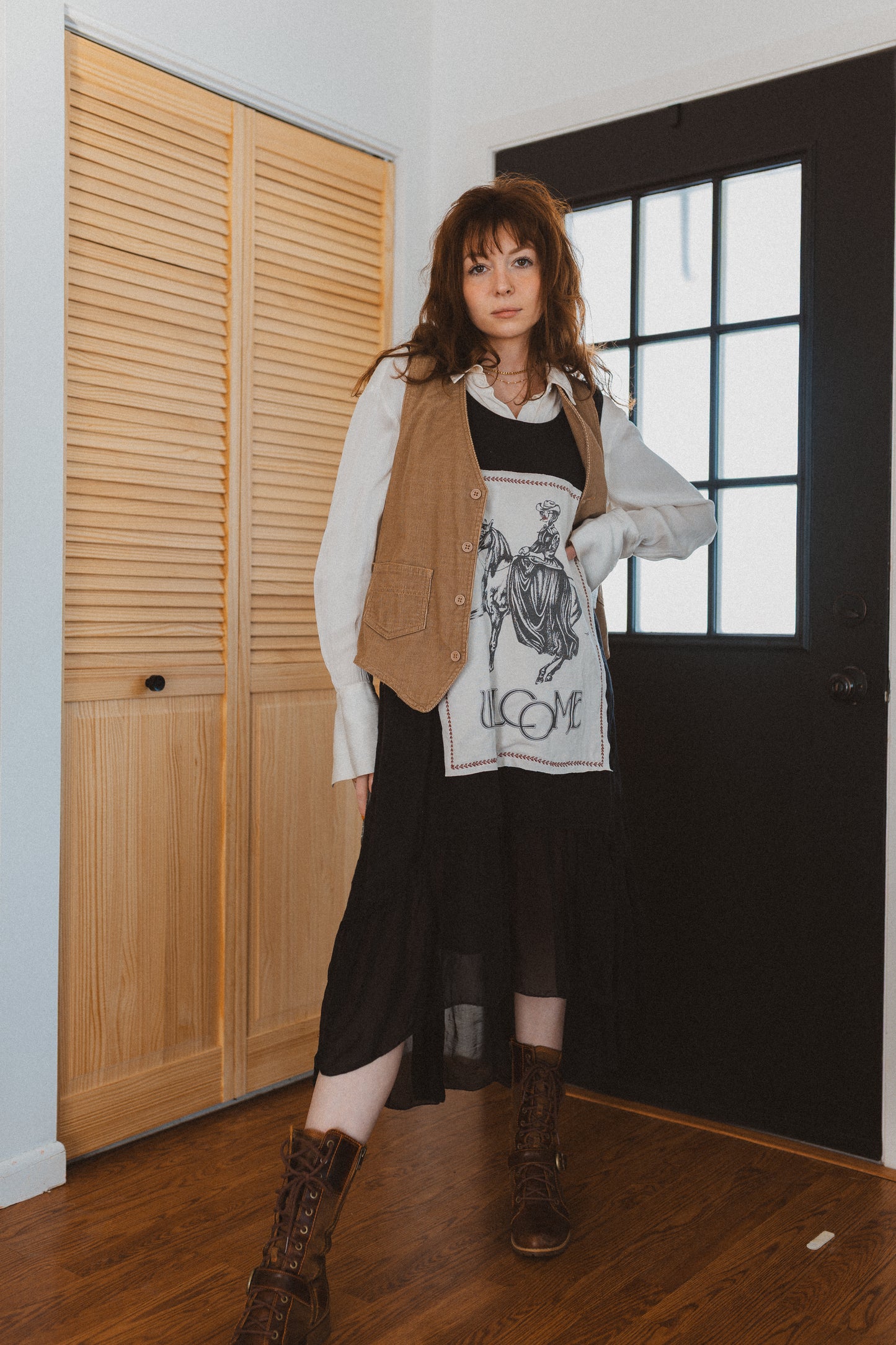Cowgirl linen black dress