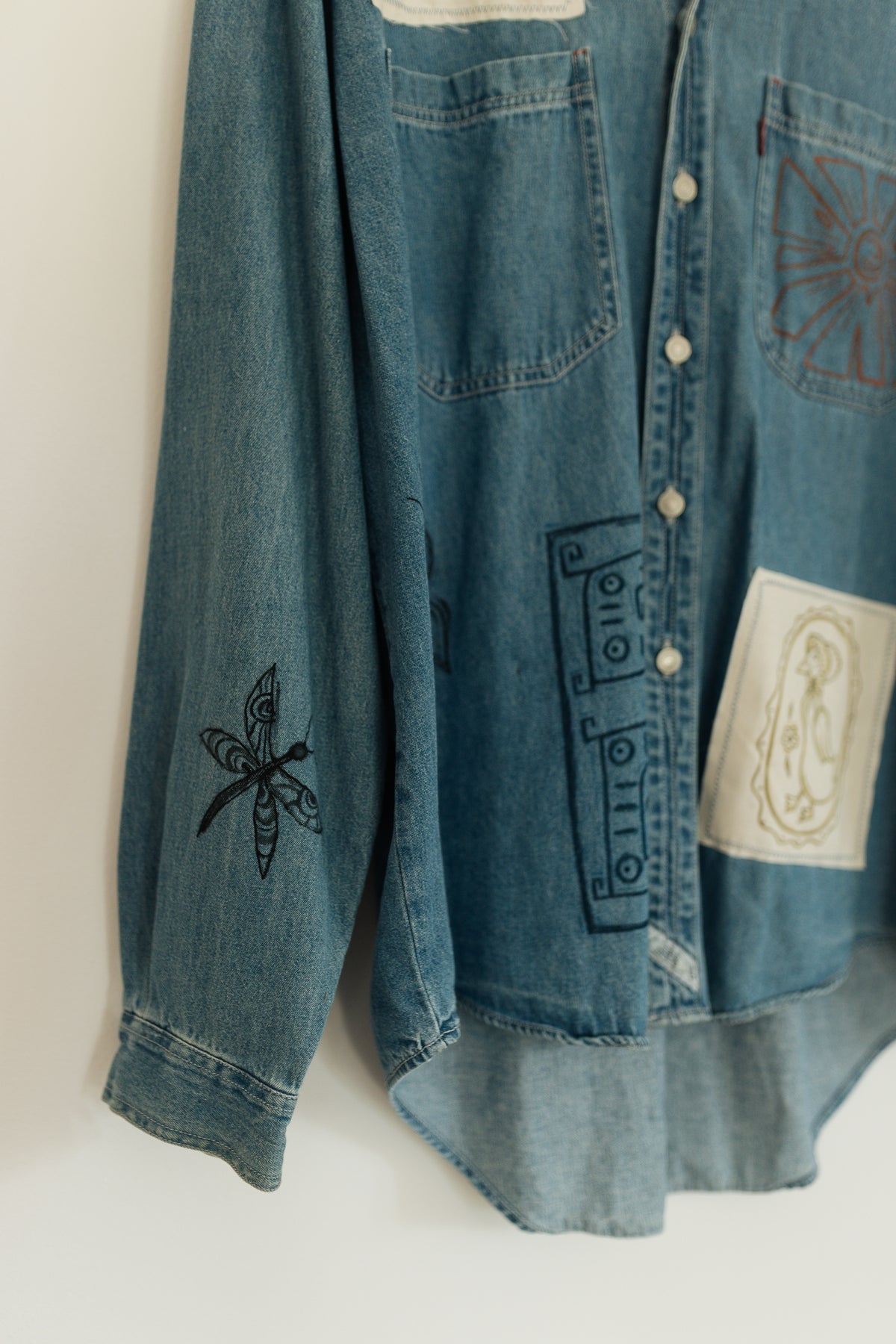 Patched & Painted Button Up - Earth In outlines