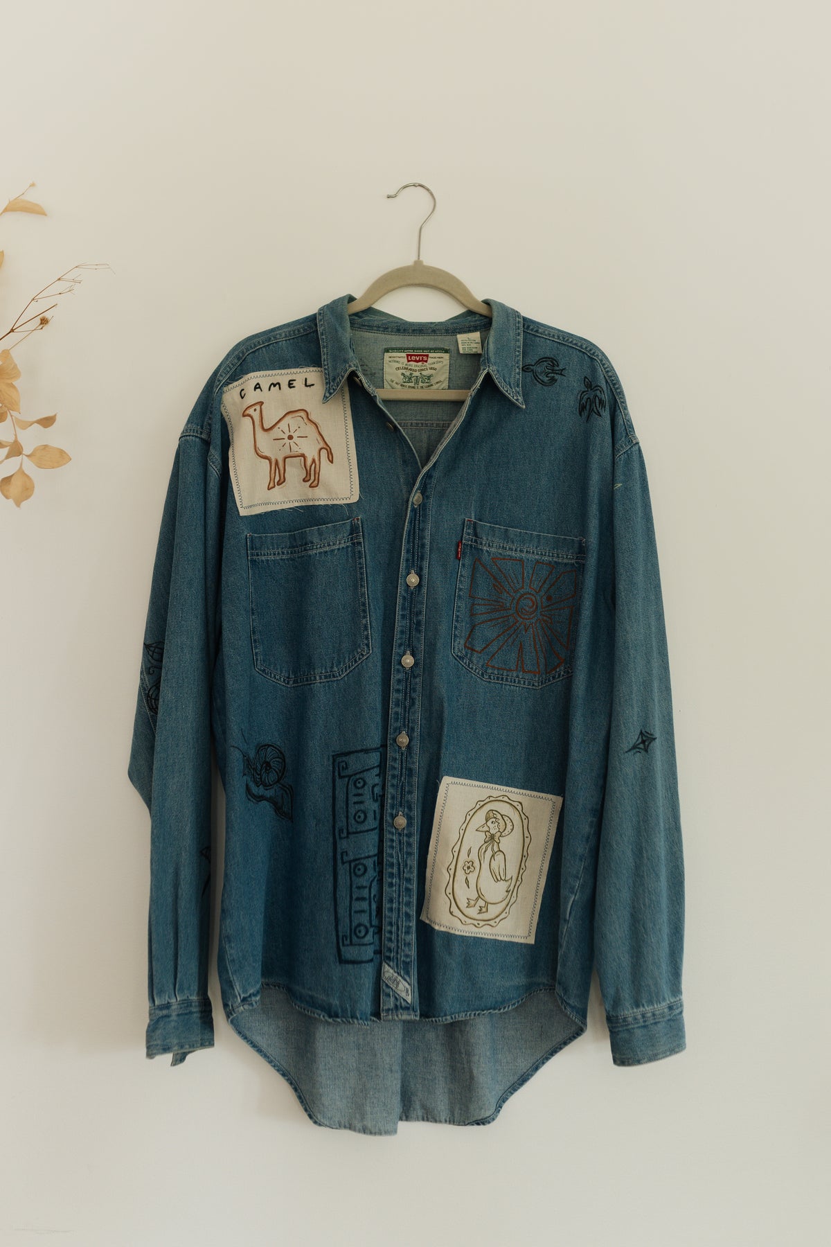 Patched & Painted Button Up - Earth In outlines