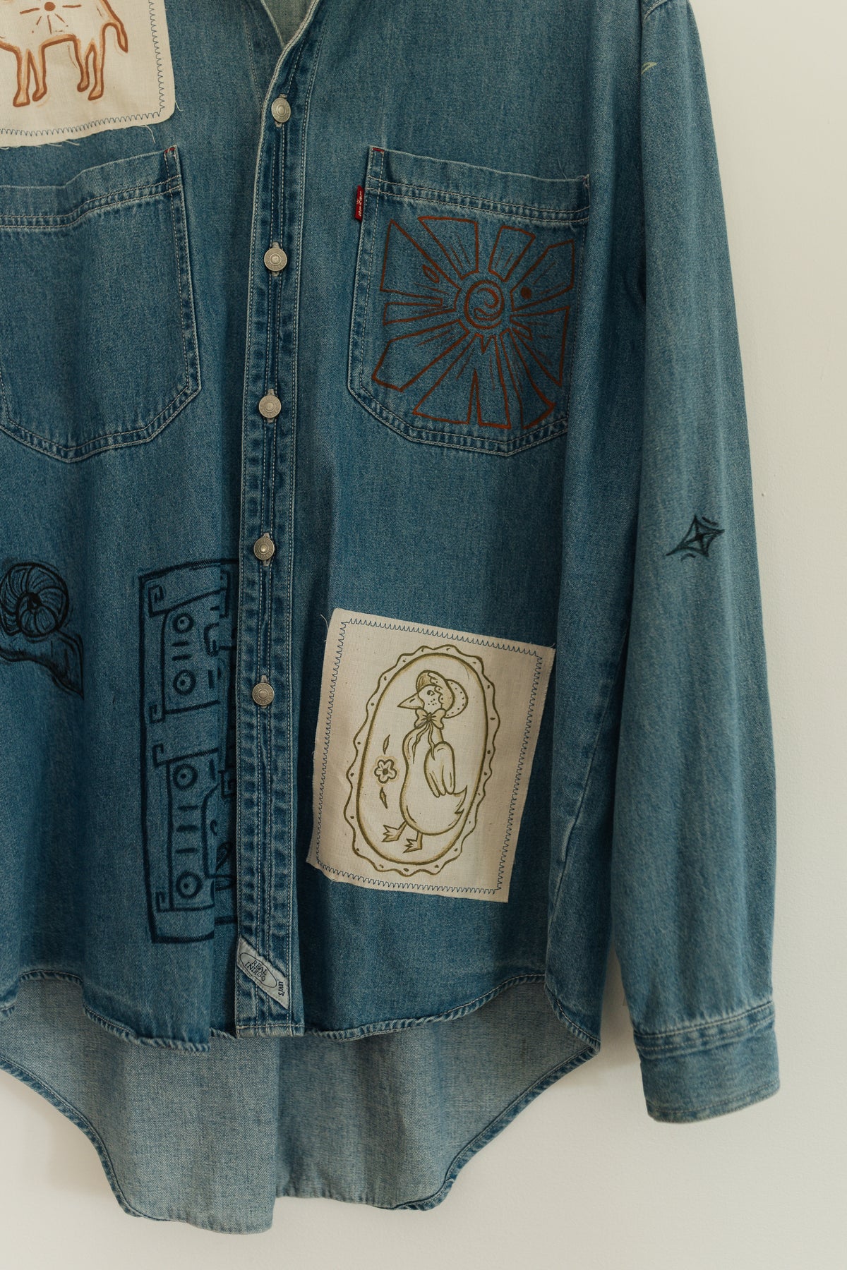 Patched & Painted Button Up - Earth In outlines