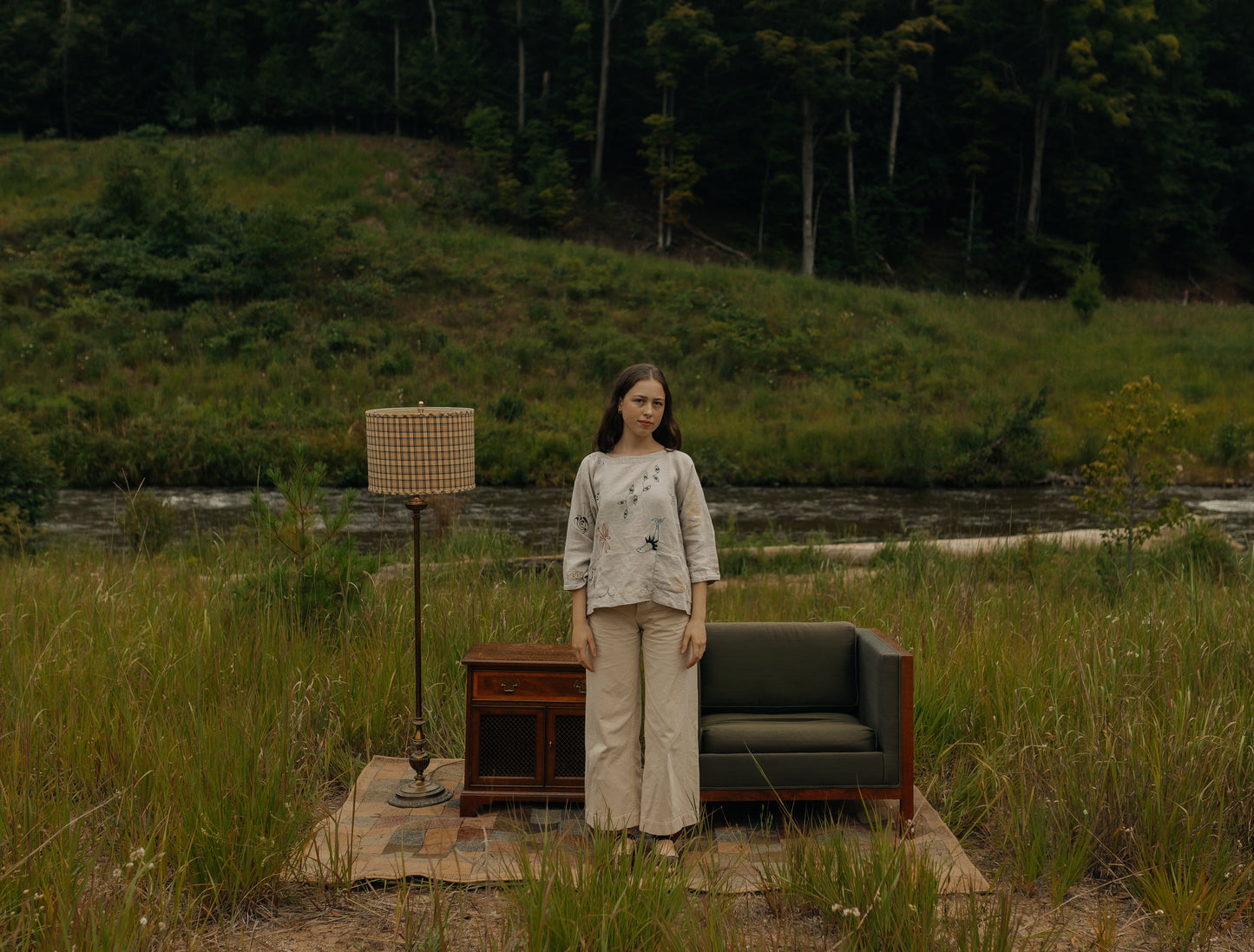 Linen boxy top - Earth in Outlines