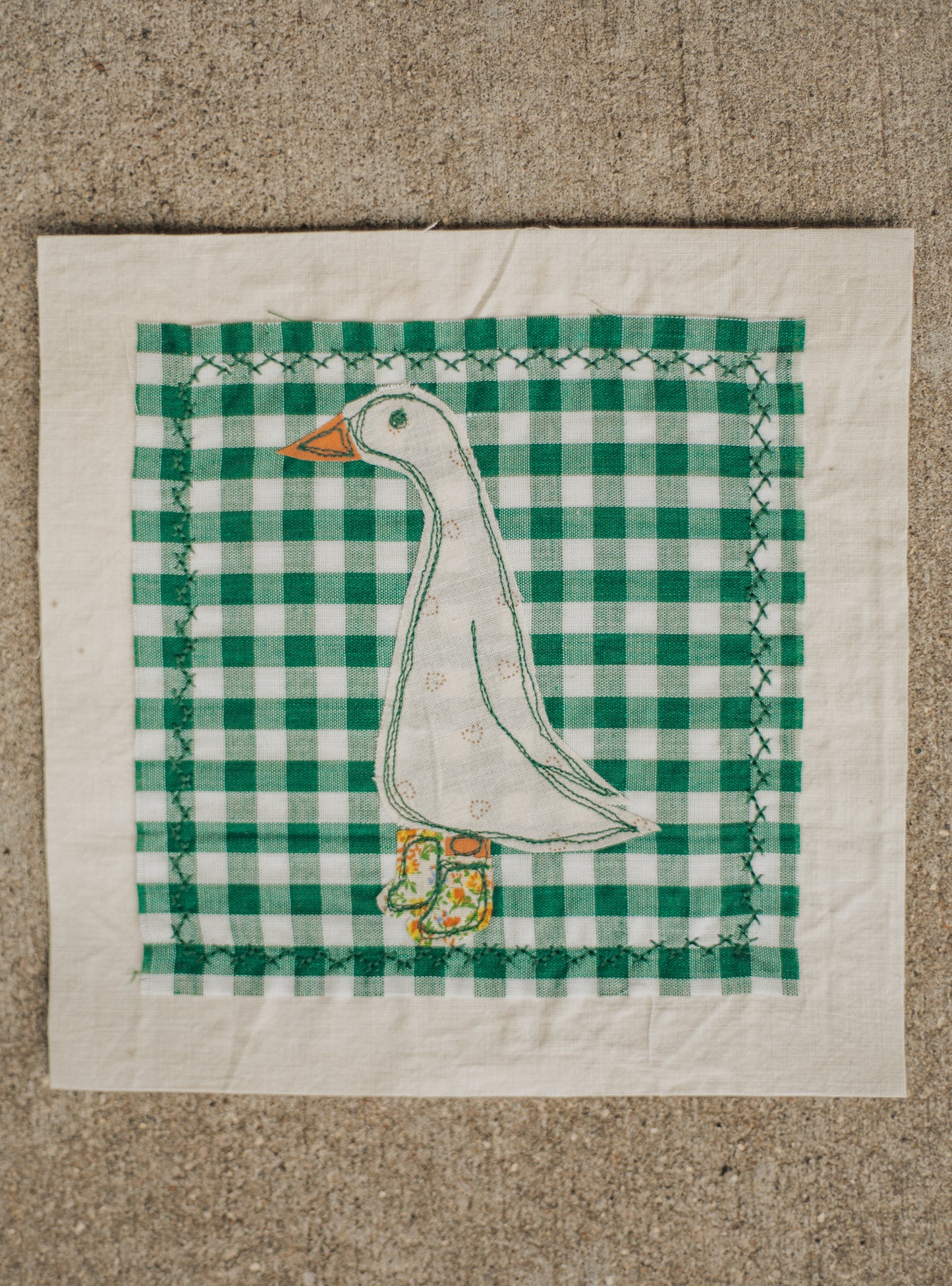 Goose in flower boots patch