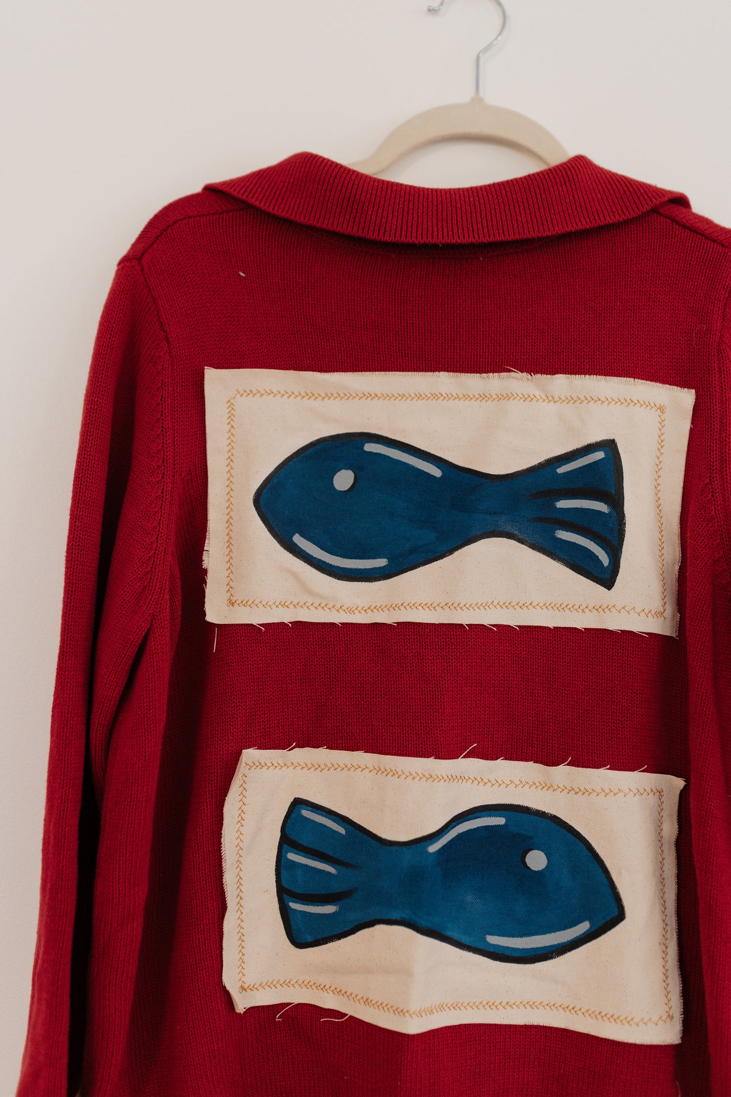 Fish zip up sweater