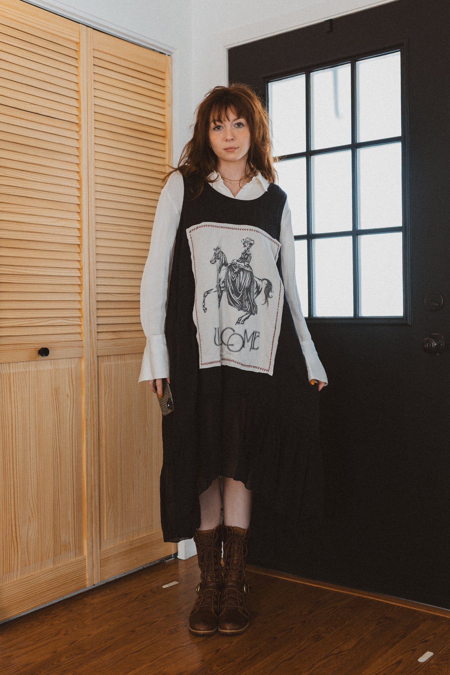 Cowgirl linen black dress
