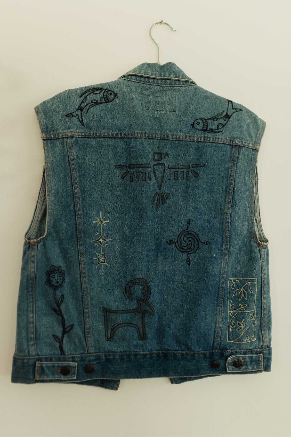 Denim Vest - Earth in outlines