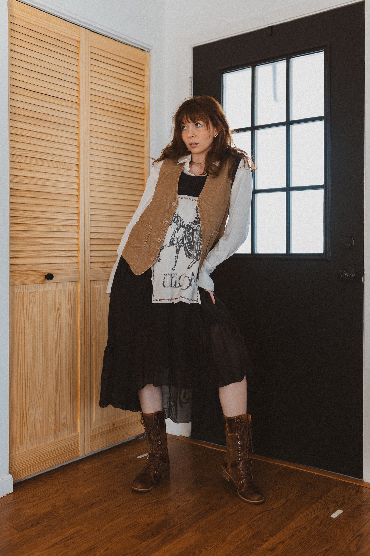 Cowgirl linen black dress