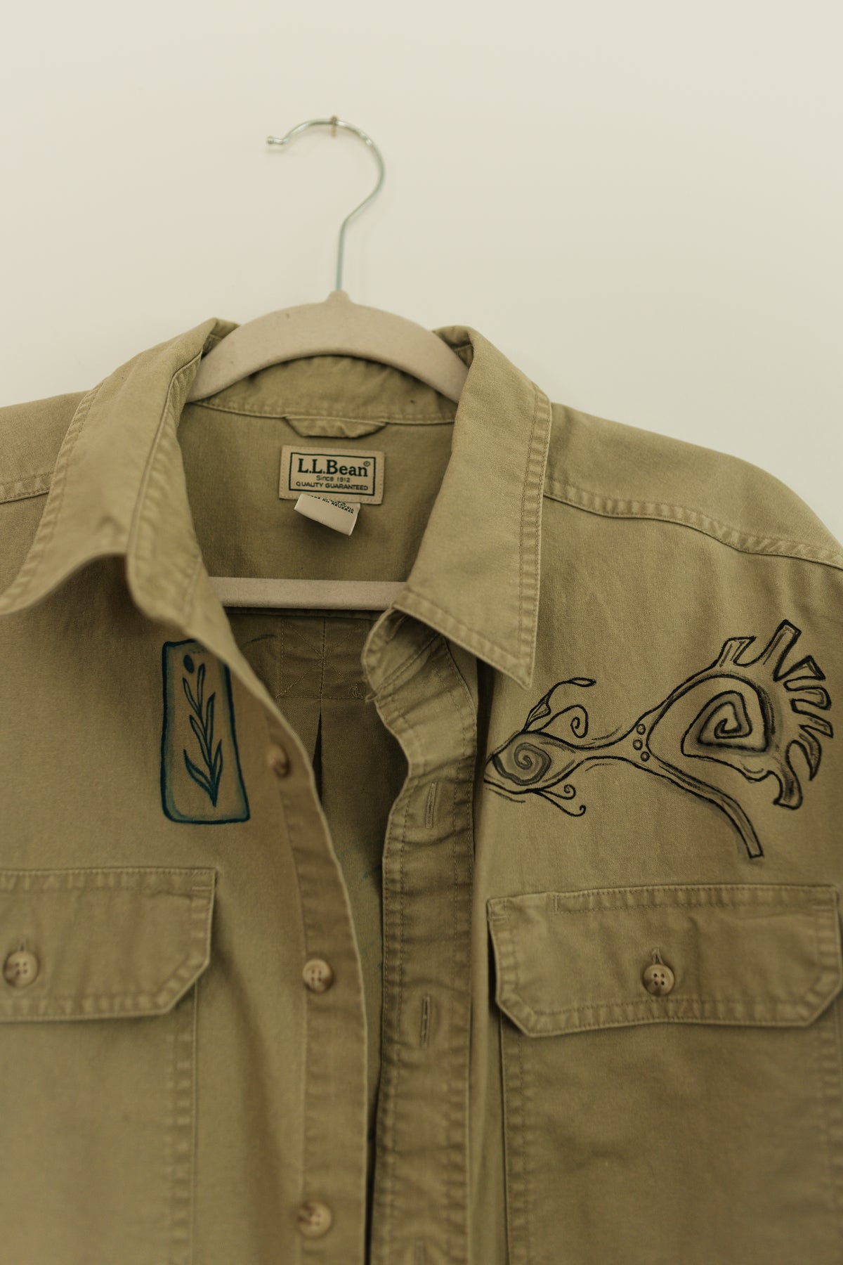 LL Bean Button up - Earth in Outlines