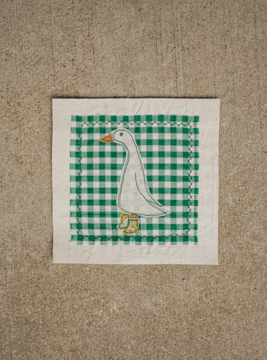 Goose in flower boots patch