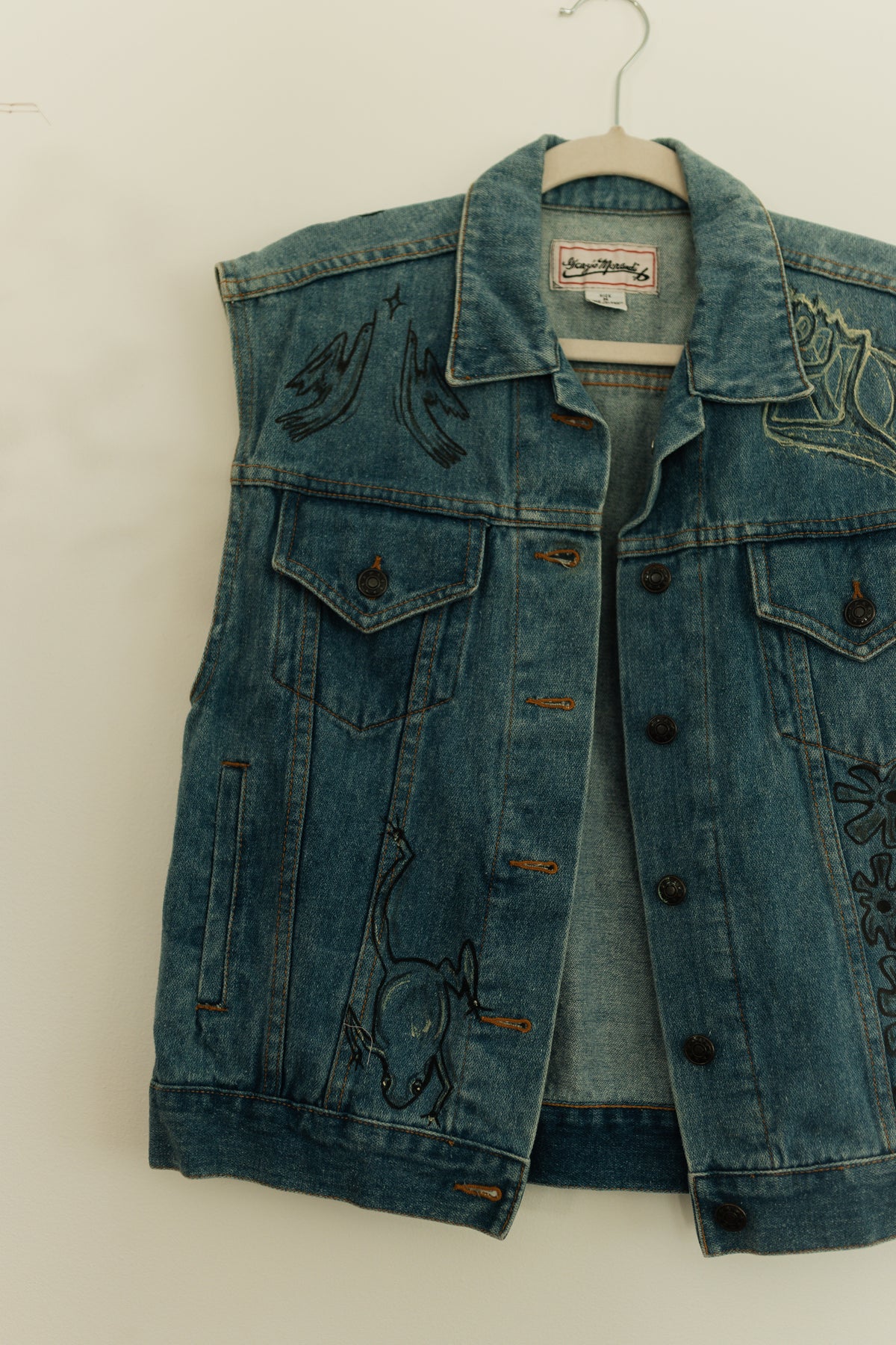 Denim Vest - Earth in outlines